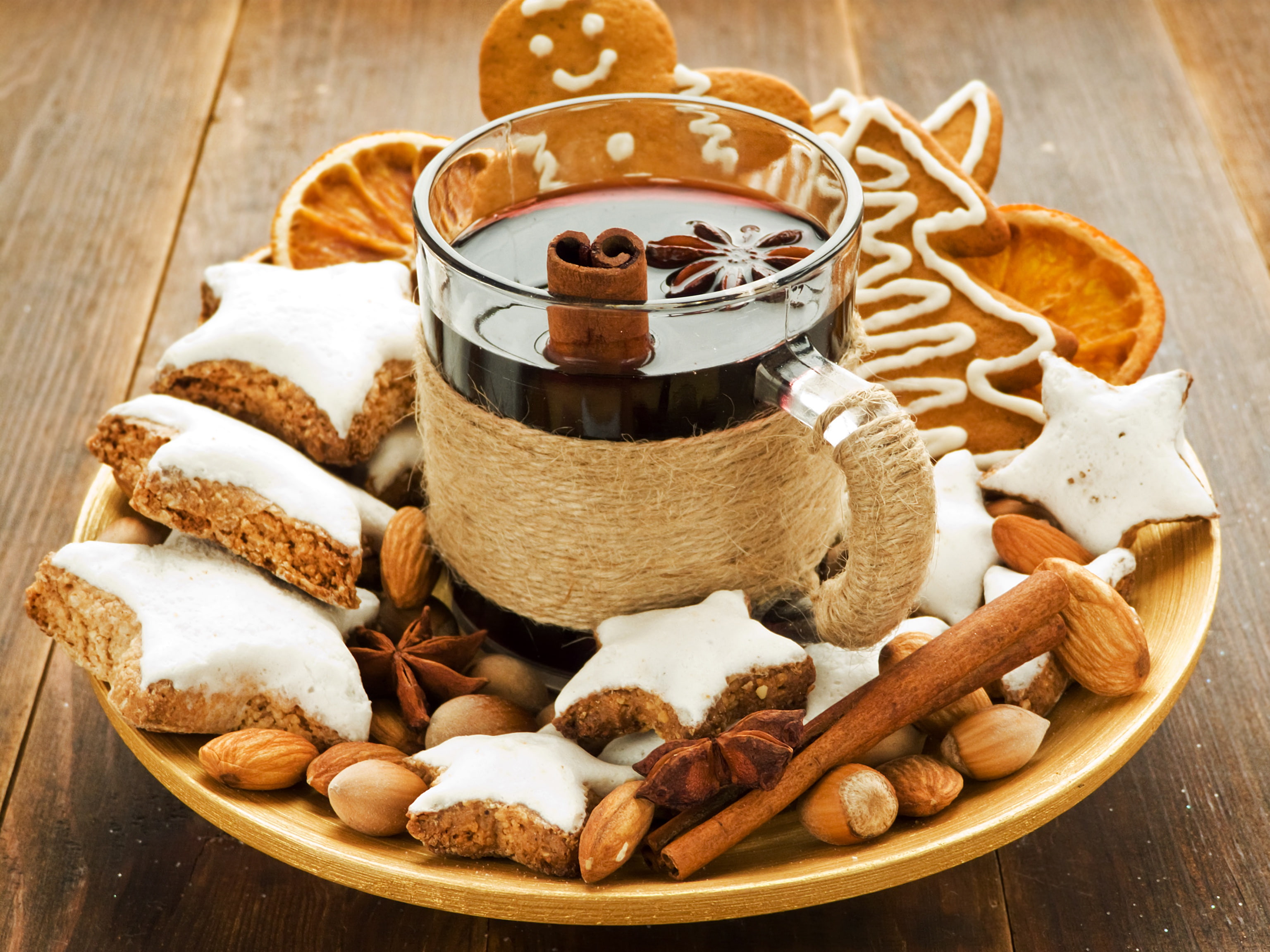 2K, cinnamon sticks, Christmas drink, gingerbread, nuts, HD Wallpaper