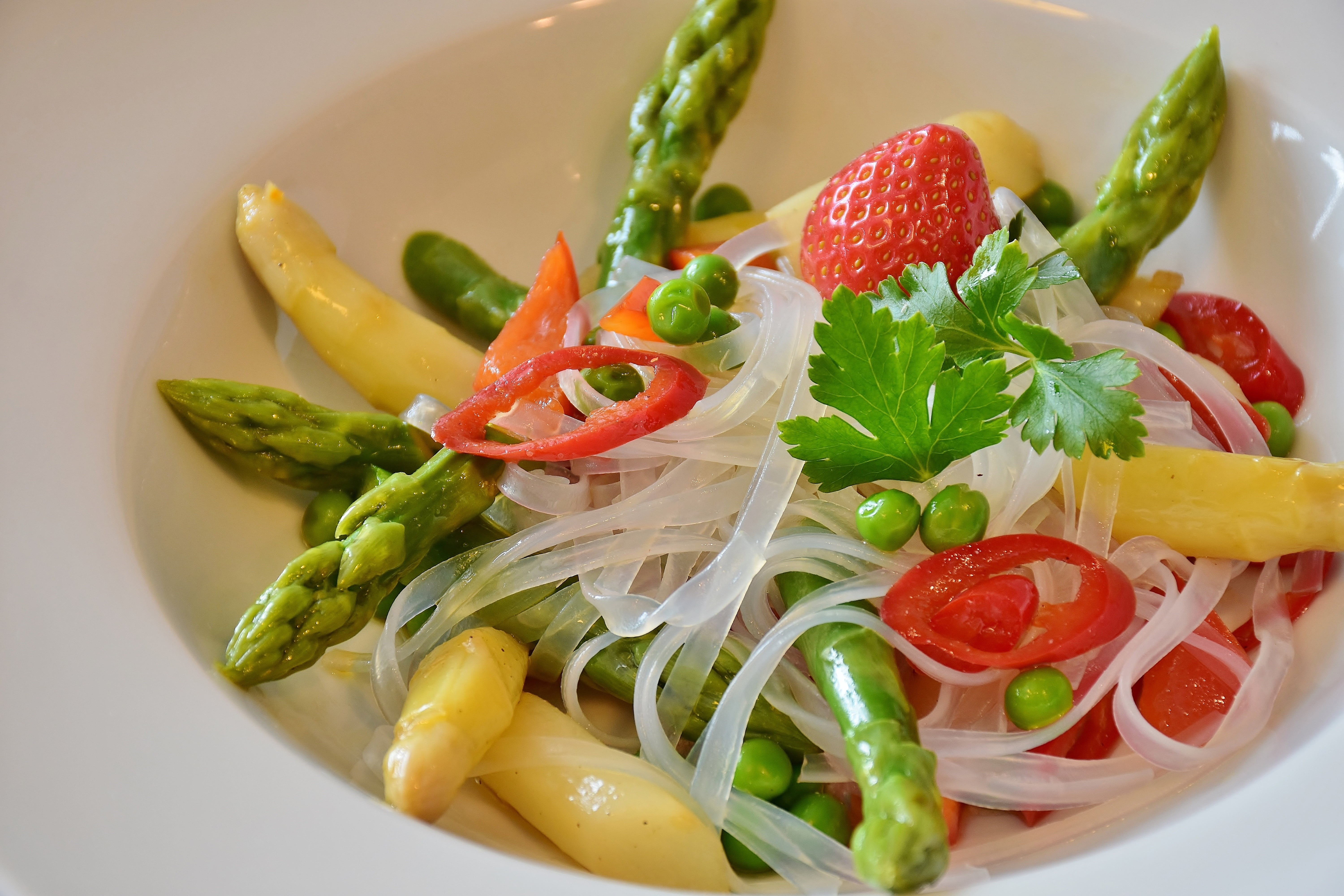nutrition, ingredient, pasta, spices, vegetarian food, fruit, green color, pasta salad, carbohydrates, bell pepper, asparagus, herb, delicious, close-up, HD Wallpaper