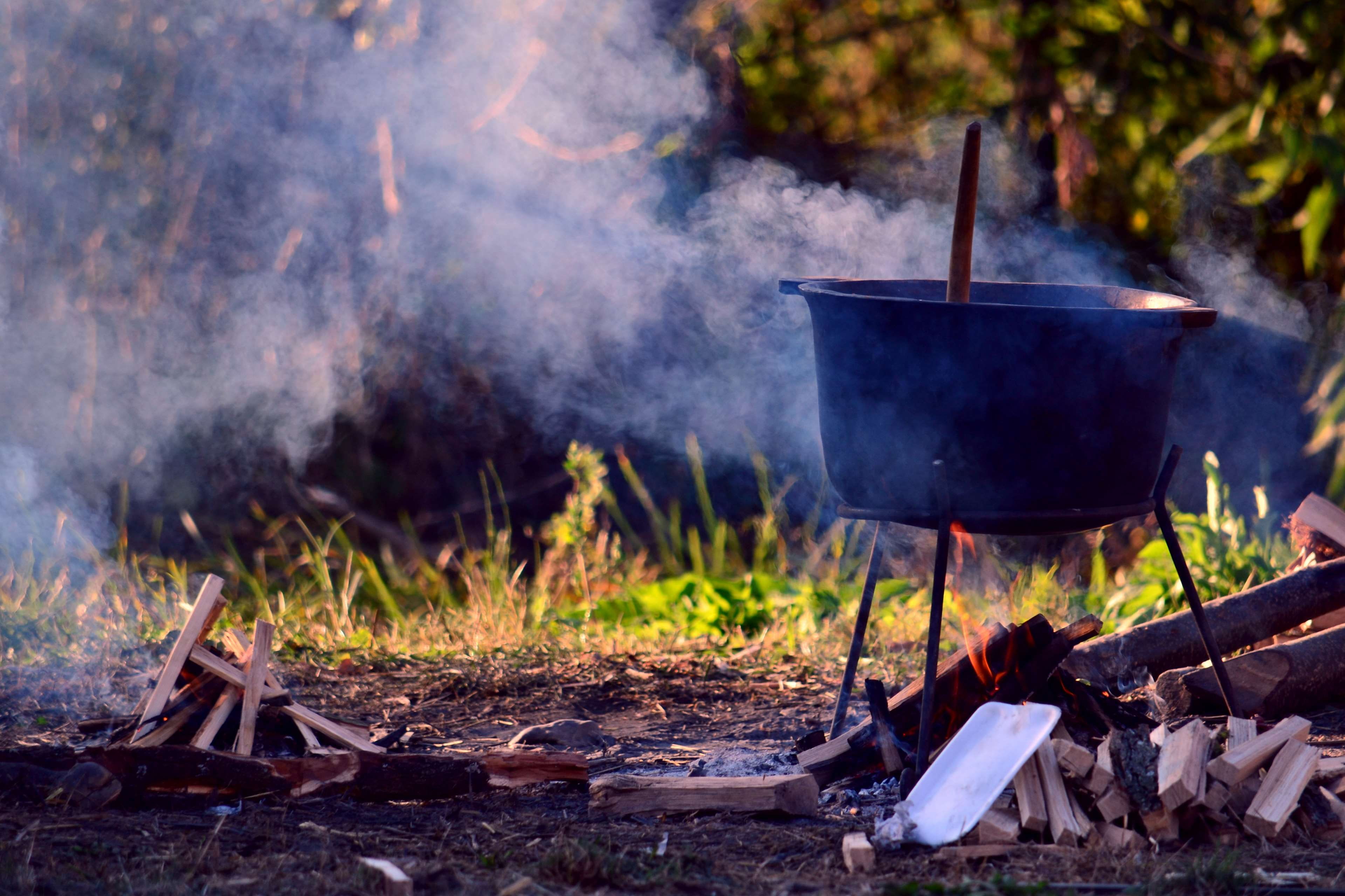 wood - material, preparation, cookfire, 4K, burning, autumn, barbecue grill, fire - natural phenomenon, preparing food, kitchen utensil, witch, medieval, HD Wallpaper
