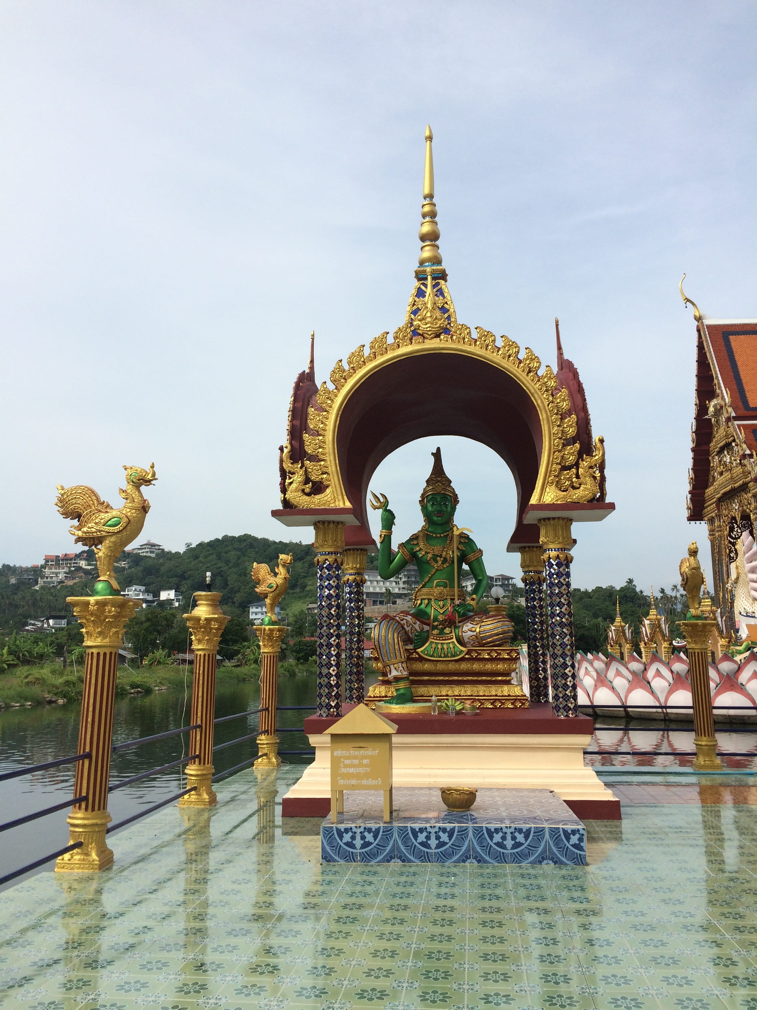 Koh Samui, gold colored, sculpture, travel destinations, sky, representation, nature, ornate, art and craft, statue, belief, no people, building exterior, Phone HD Wallpaper