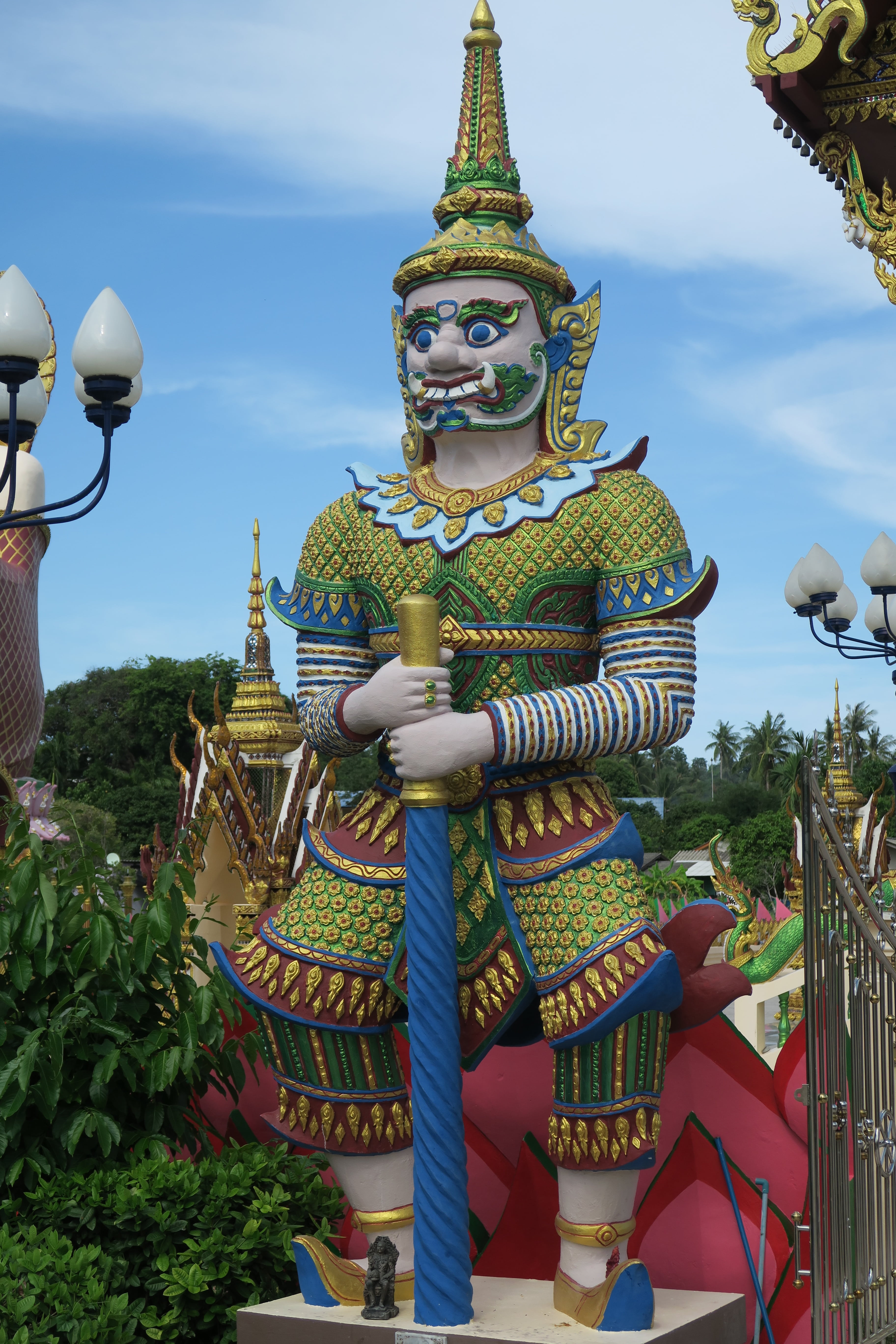 nature, spirituality, sky, temple, male likeness, creativity, ornate, thailand, architecture, demon - fictional character, statue, human representation, Phone HD Wallpaper
