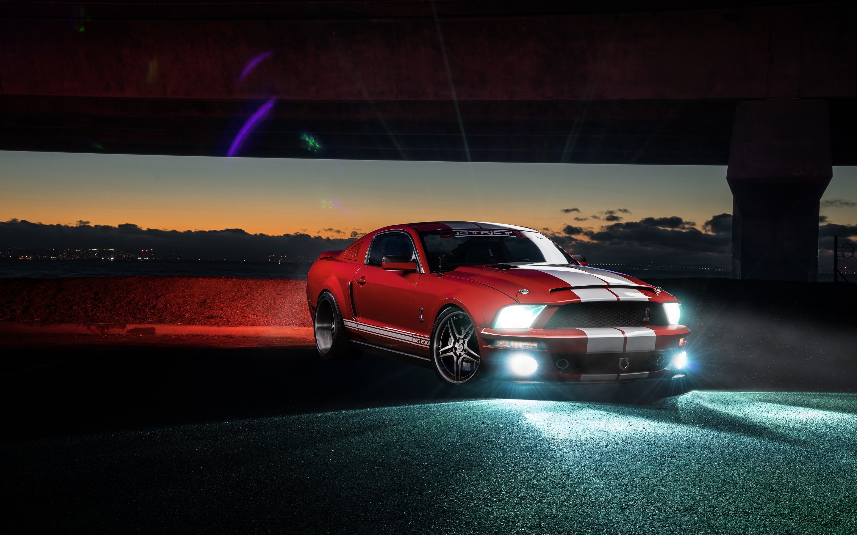 Aristo, Front, Sky, 2K, Collection, Muscle, Light, Car, GT500, Ford, Mustang, Red, gt, Shelby, Sunset, HD Wallpaper
