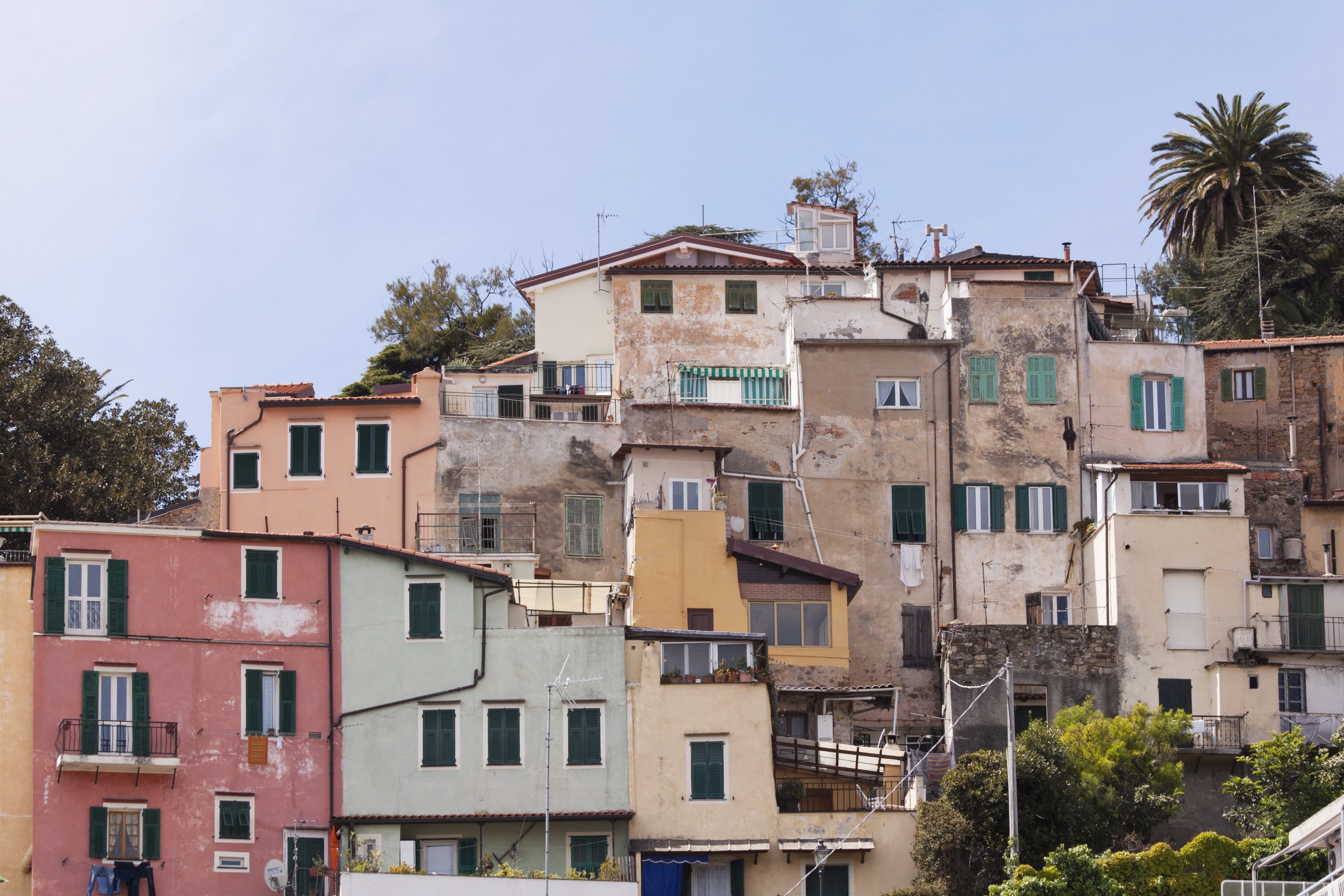 community, nature, plant, center, building Exterior, old, la pigna, liguria, day, sky, residential district, low angle view, La, residential Building, architecture, HD Wallpaper