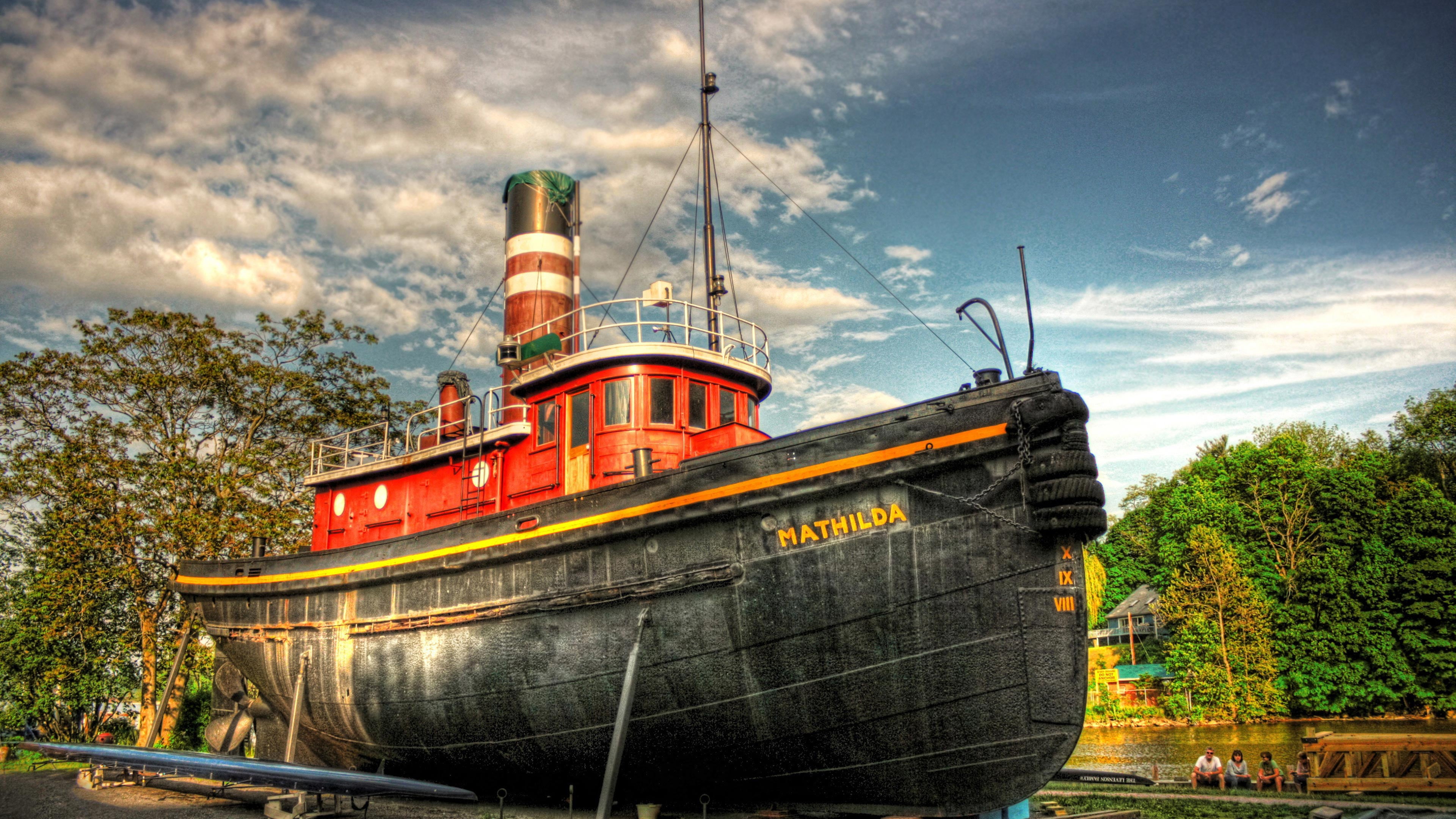 technics, lifeboat, 4K, sea boat, nautical vessel, ship, vessel, island, sky, beach, river, no people, water, mode of transportation, boats, oil industry, HD Wallpaper