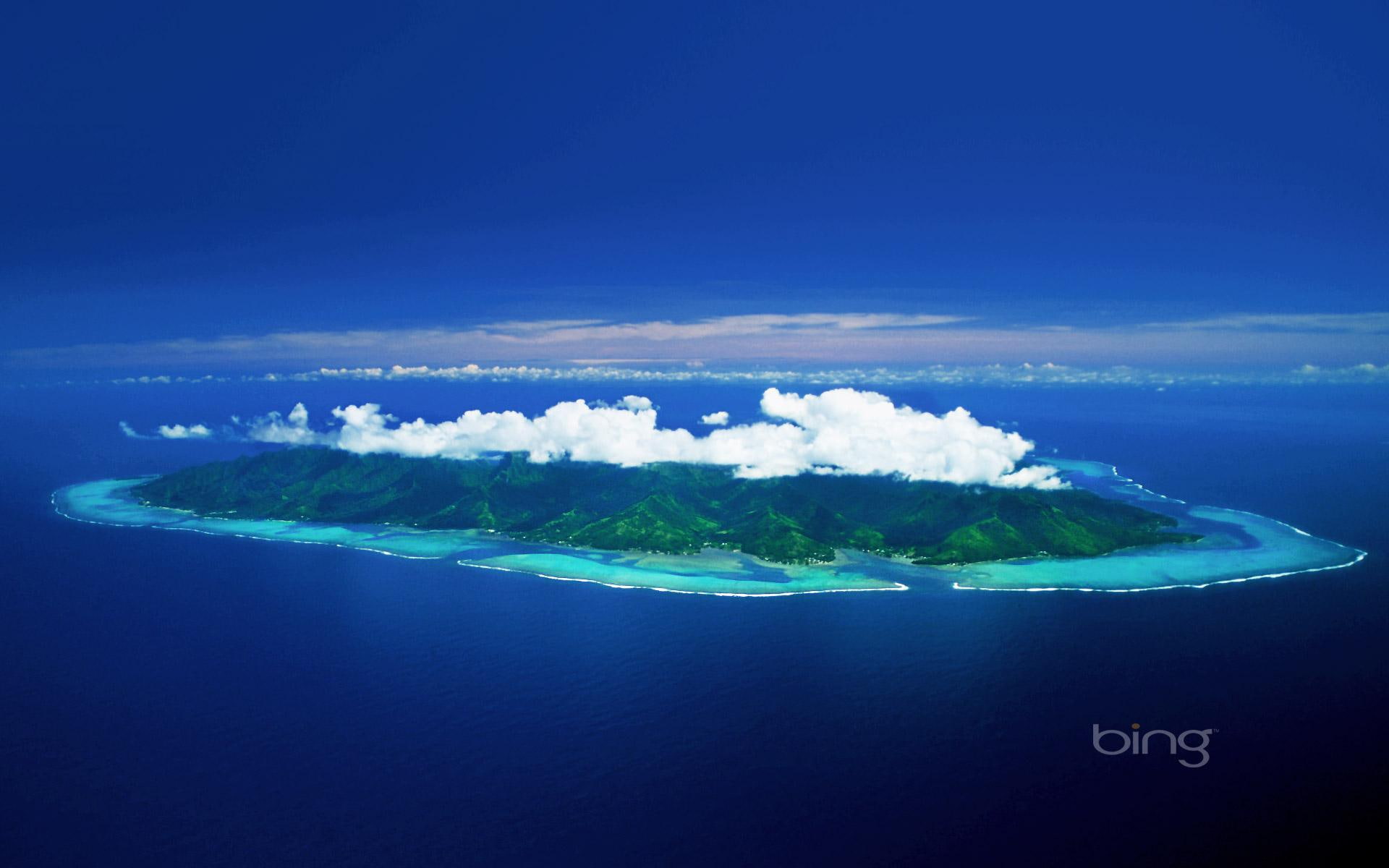 best, 1080P, isl, 3d and abstract, windows7theme, island, clouds, bing, HD Wallpaper