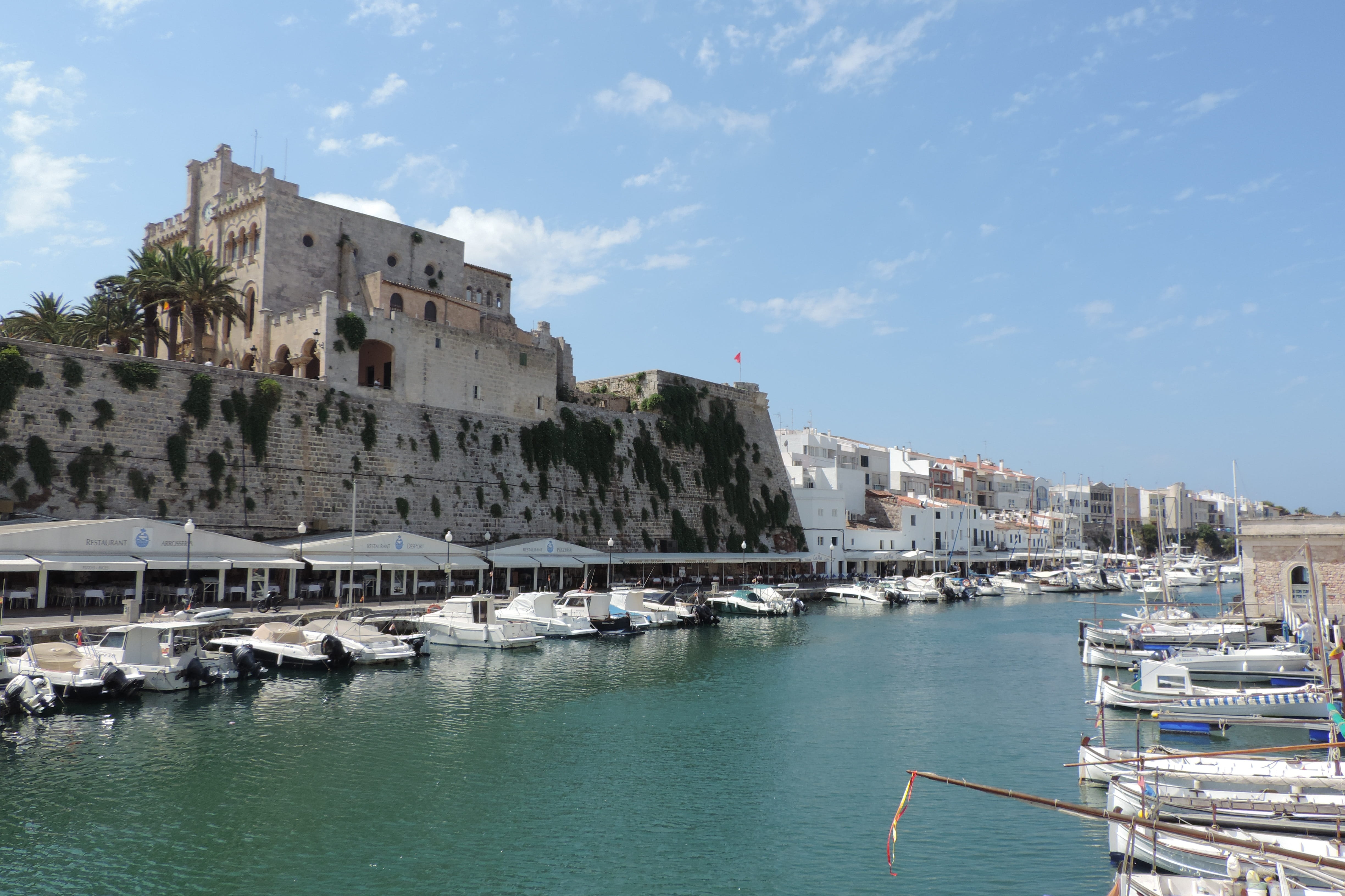 ciutadella, day, city, building, mode of transportation, sky, yacht, nautical vessel, building exterior, travel, menorca, water, 4K, architecture, moored, HD Wallpaper