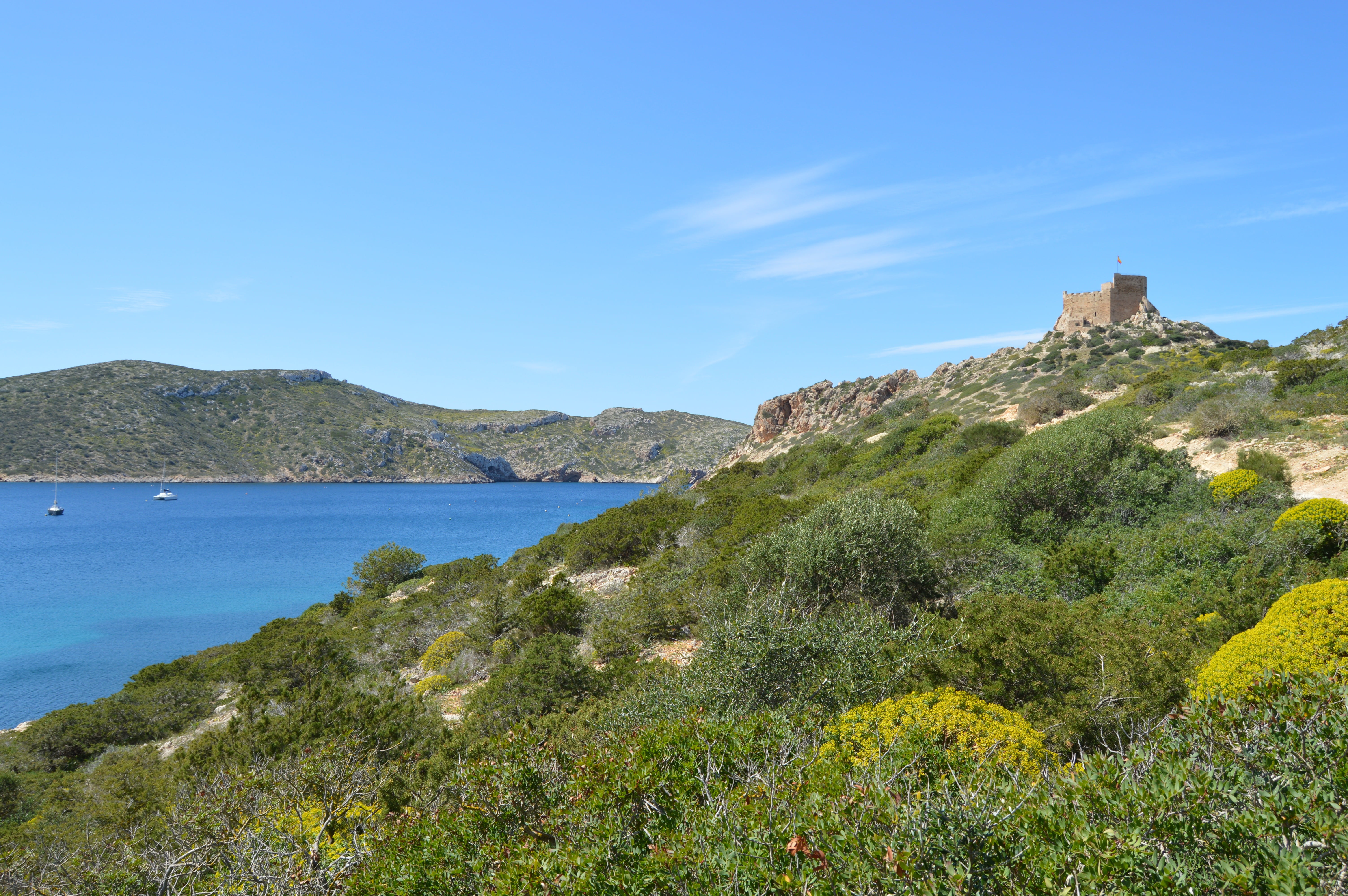 terrestrial, land, travel destinations, mountain, plant, blue, sky, scenics - nature, balearic islands, tranquil scene, archipelago, tranquility, water, HD Wallpaper