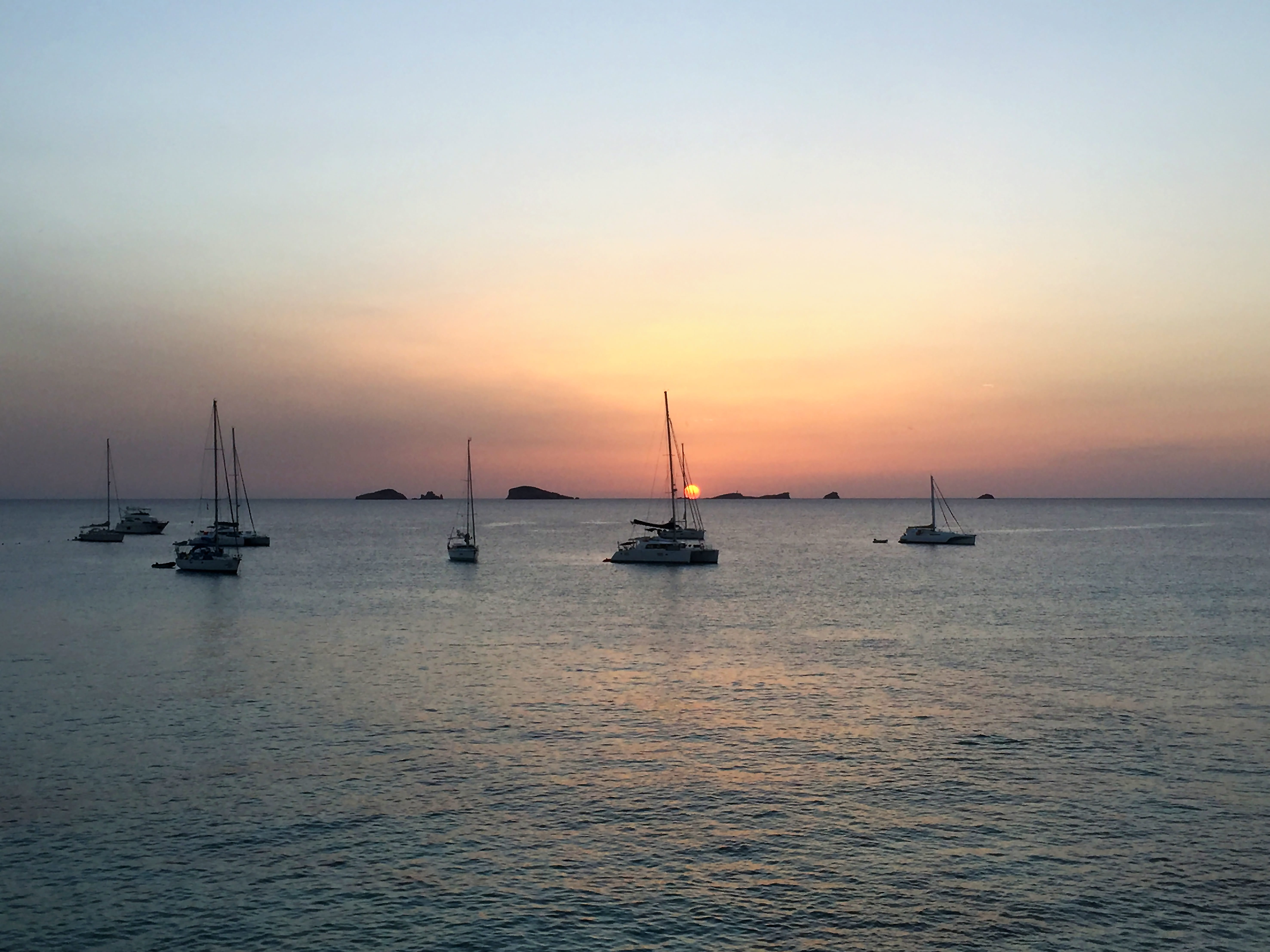 sky, tranquil scene, no people, ships, sun, nautical vessel, clouds, ibiza, travel, water, transportation, balearic islands, pole, horizon over water, beauty in nature, HD Wallpaper