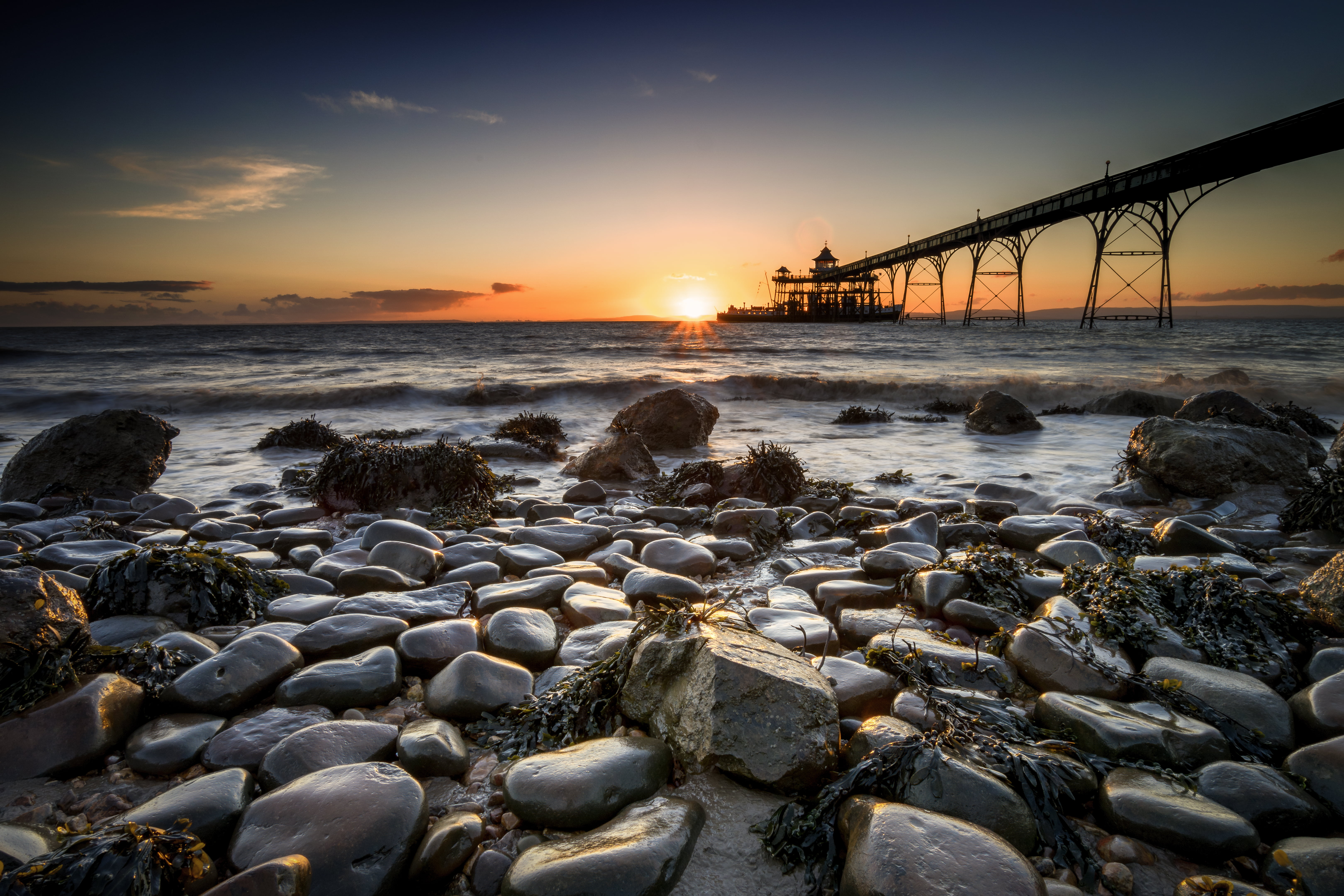 nature, beach, california, seascape, photo, Campbell, Samsung  nx1, boat, dusk, pier, sea, 5K, pickup, Clevedon, seashore, rocks, pebbles, sunset, time, HD Wallpaper