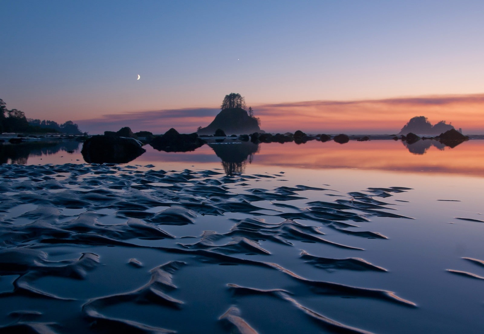 landscape, water, reflection, Washington state, lake, Moon, 720P, USA, rock, HD Wallpaper