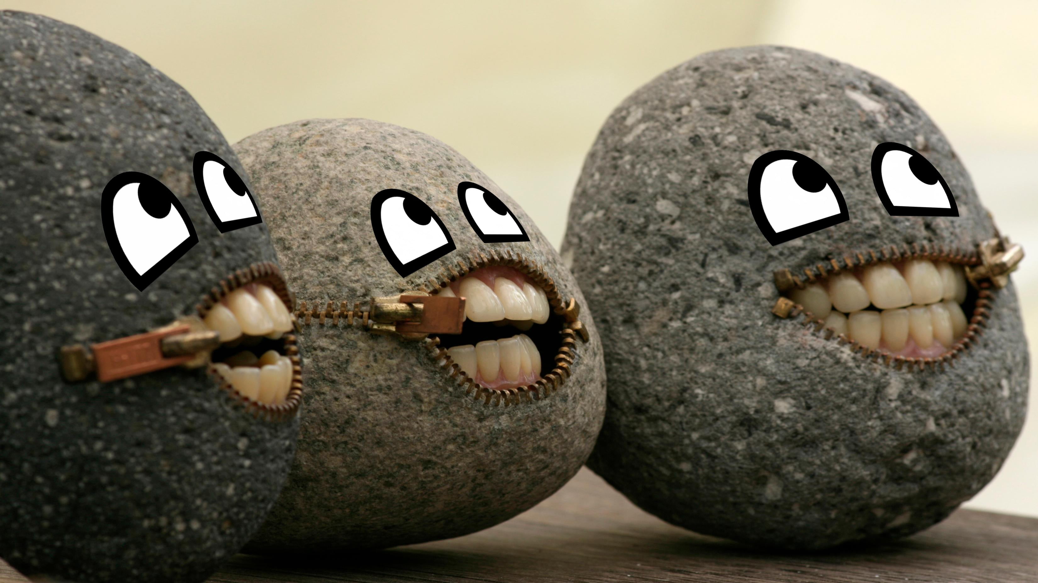 food, stone, 2K, anthropomorphic, gray, smiling, several, studio shot, face, creativity, representation, indoors, single object, close-up, stones, celebration, HD Wallpaper