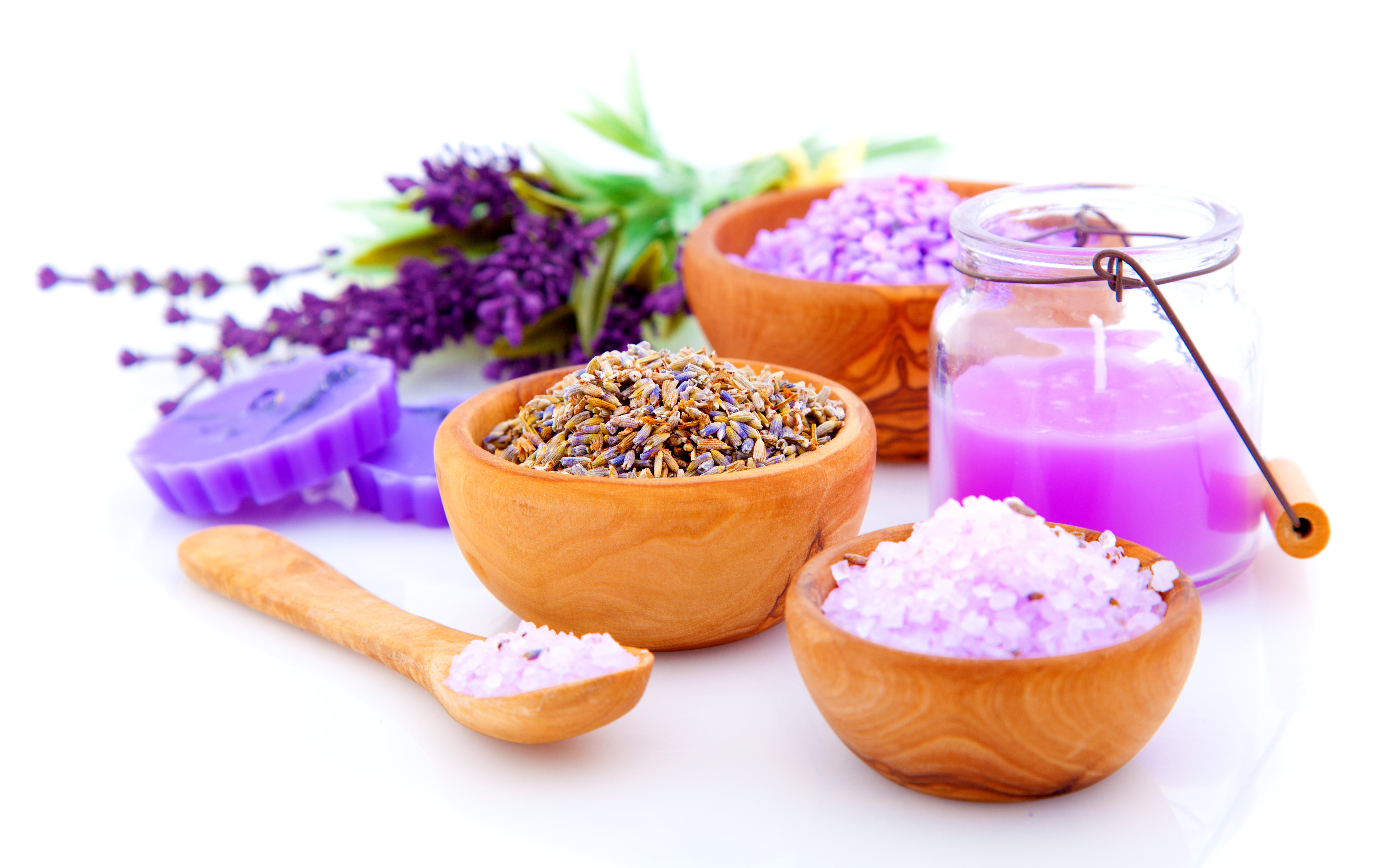 purple, lavender, aromatherapy, white, 8K, flower head, Spa, white background, pink color, indoors, food, merchandise, flowers, massaging, soap, nature, HD Wallpaper
