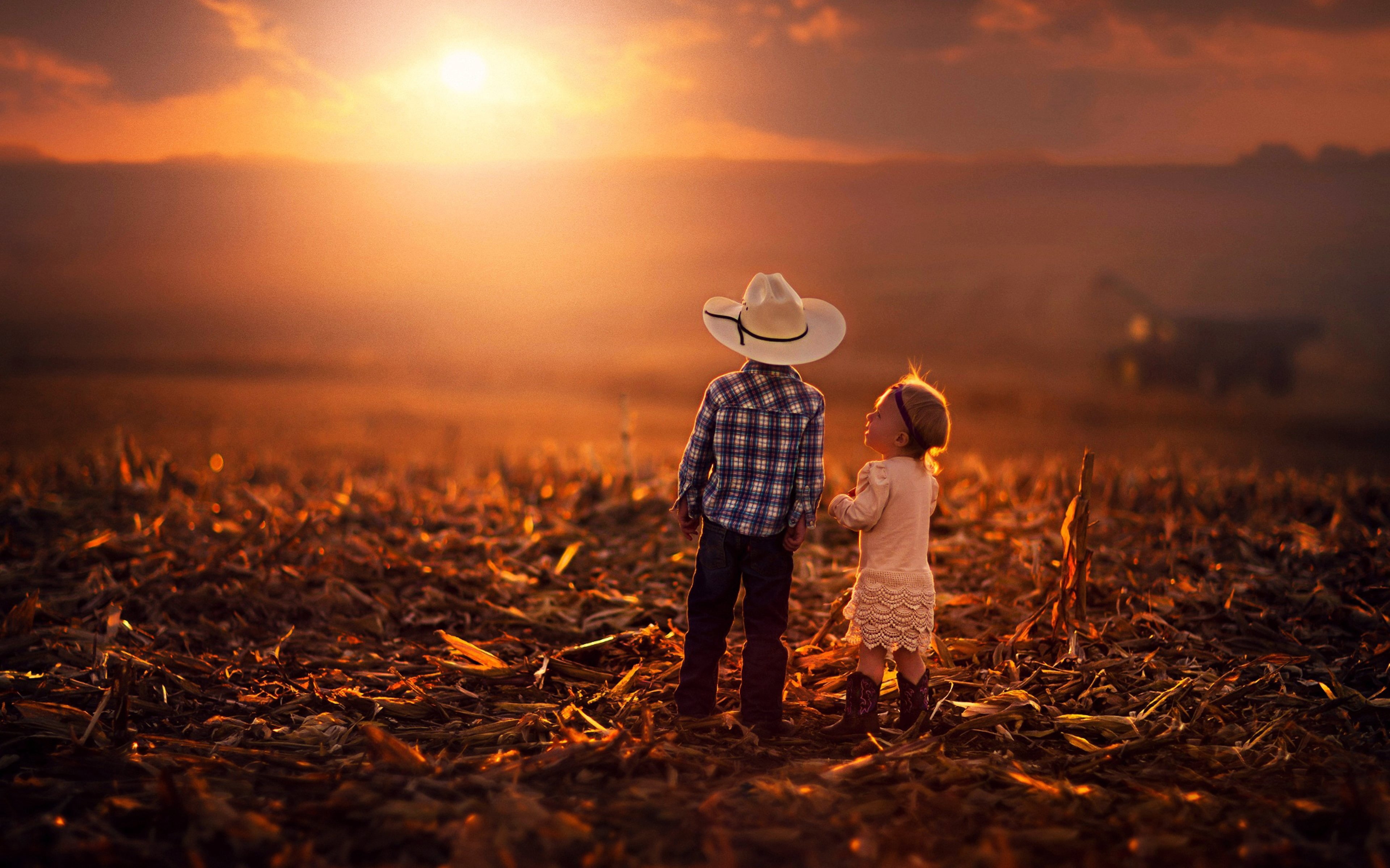 men, togetherness, sky, land, sun, standing, people, 4K, children, nature, outdoors, photography, childhood, cute, hat, positive emotion, emotion, family, HD Wallpaper