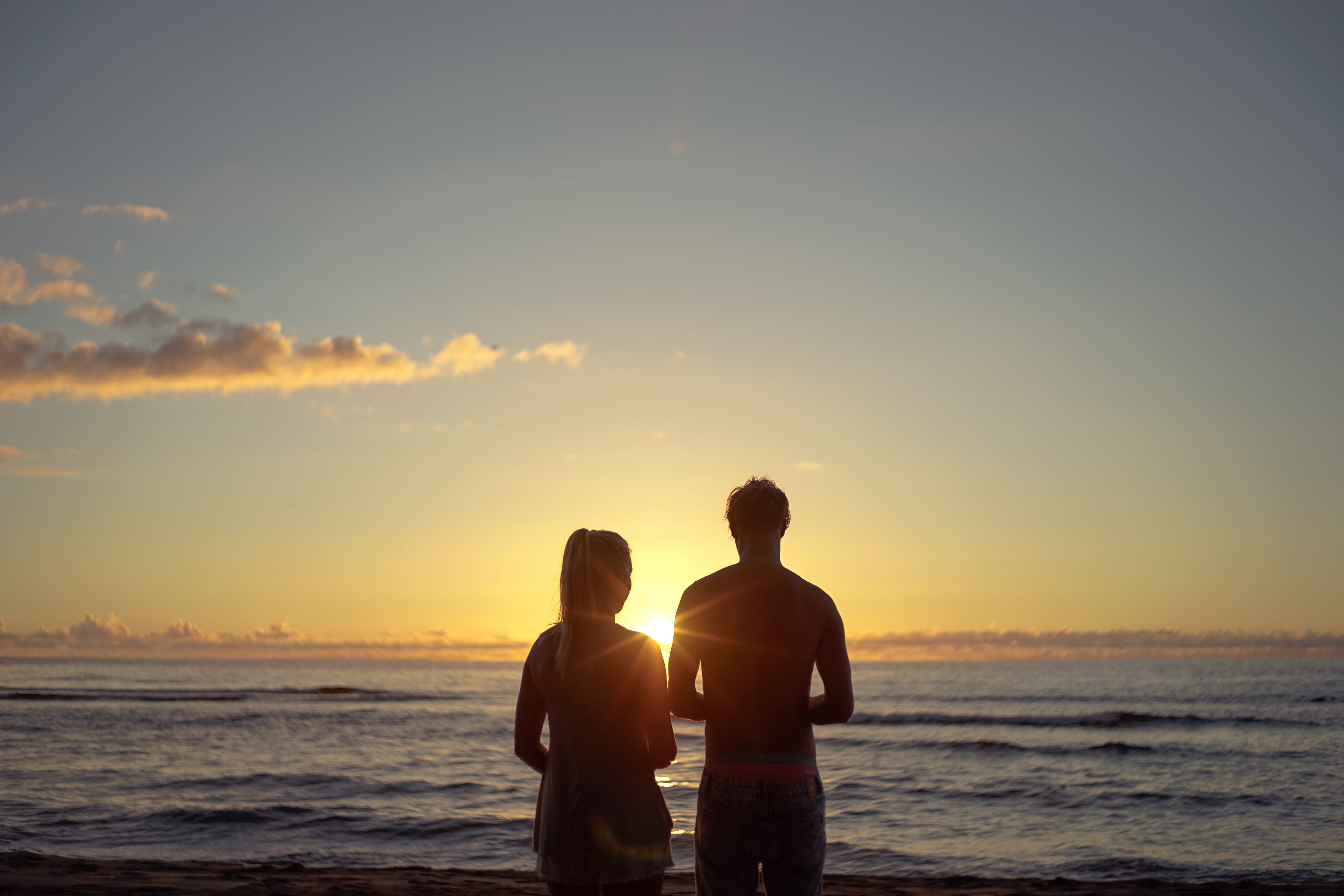 people, sky, sisters, trip, men, relationship, sunset, horizon, togetherness, leisure activity, two people, sea, marriage, rear view, scene, outdoors, friendship, HD Wallpaper
