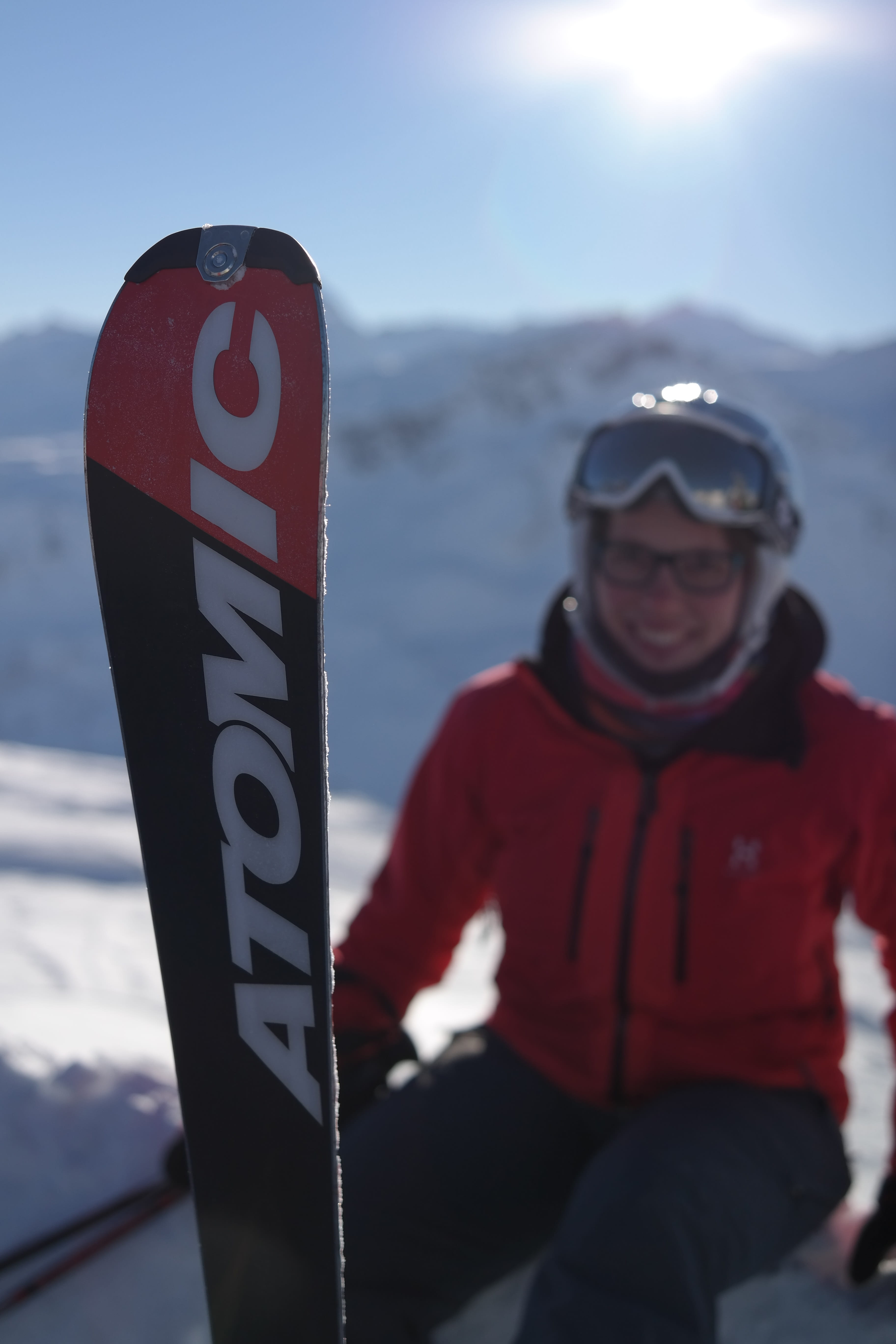 ski equipment, warm clothing, red, color Image, one person, time Of Day, ski area, atomic, men, front view, ski Goggles, snow, Skiing, people, caucasian Ethnicity, Phone HD Wallpaper