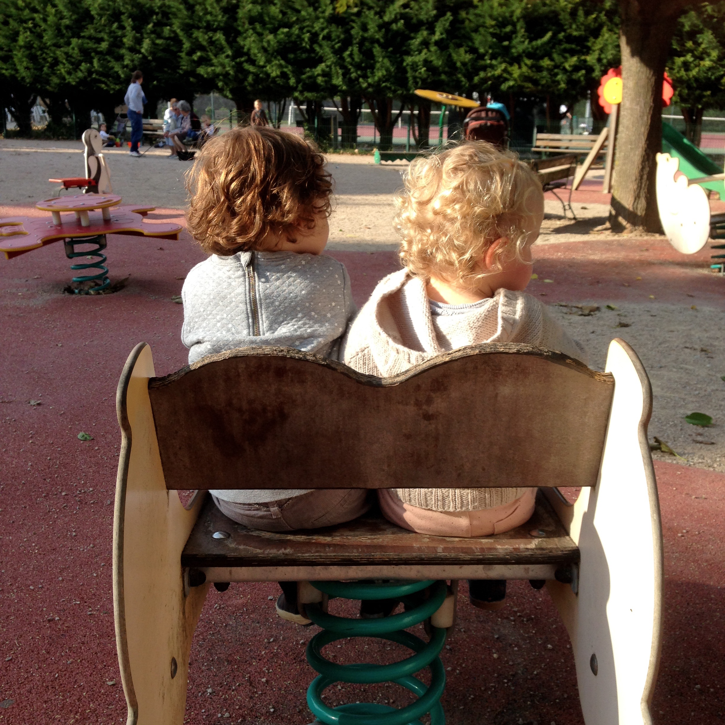people, table, childhood, girl, women, complicity, 1080P, playground, males, leisure activity, men, chair, day, loops, seat, outdoors, rear view, innocence, Phone HD Wallpaper