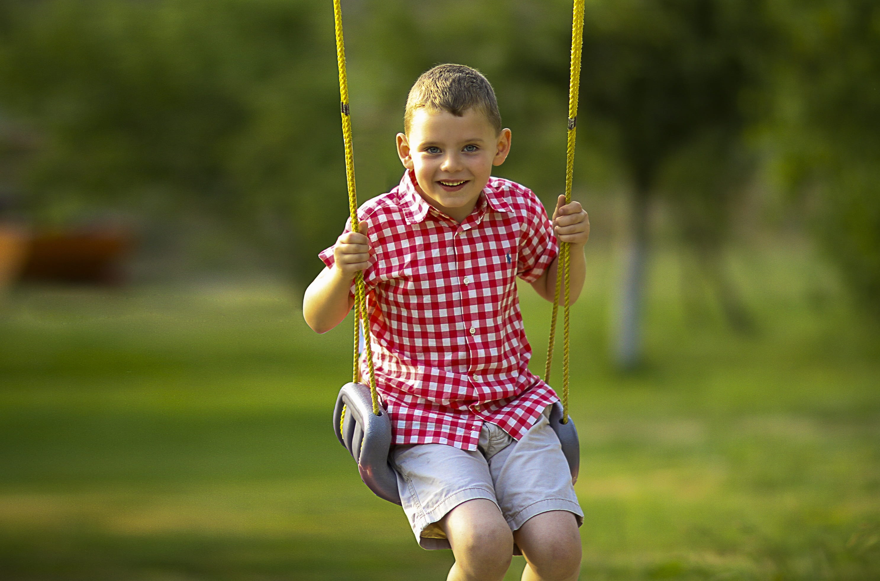 swinging, children, boy, men, outdoors, smiling, sunny, kid, happy, summer, cheerful, lifestyle, swing, youth, chair, one person, gray, childhood, activity, HD Wallpaper