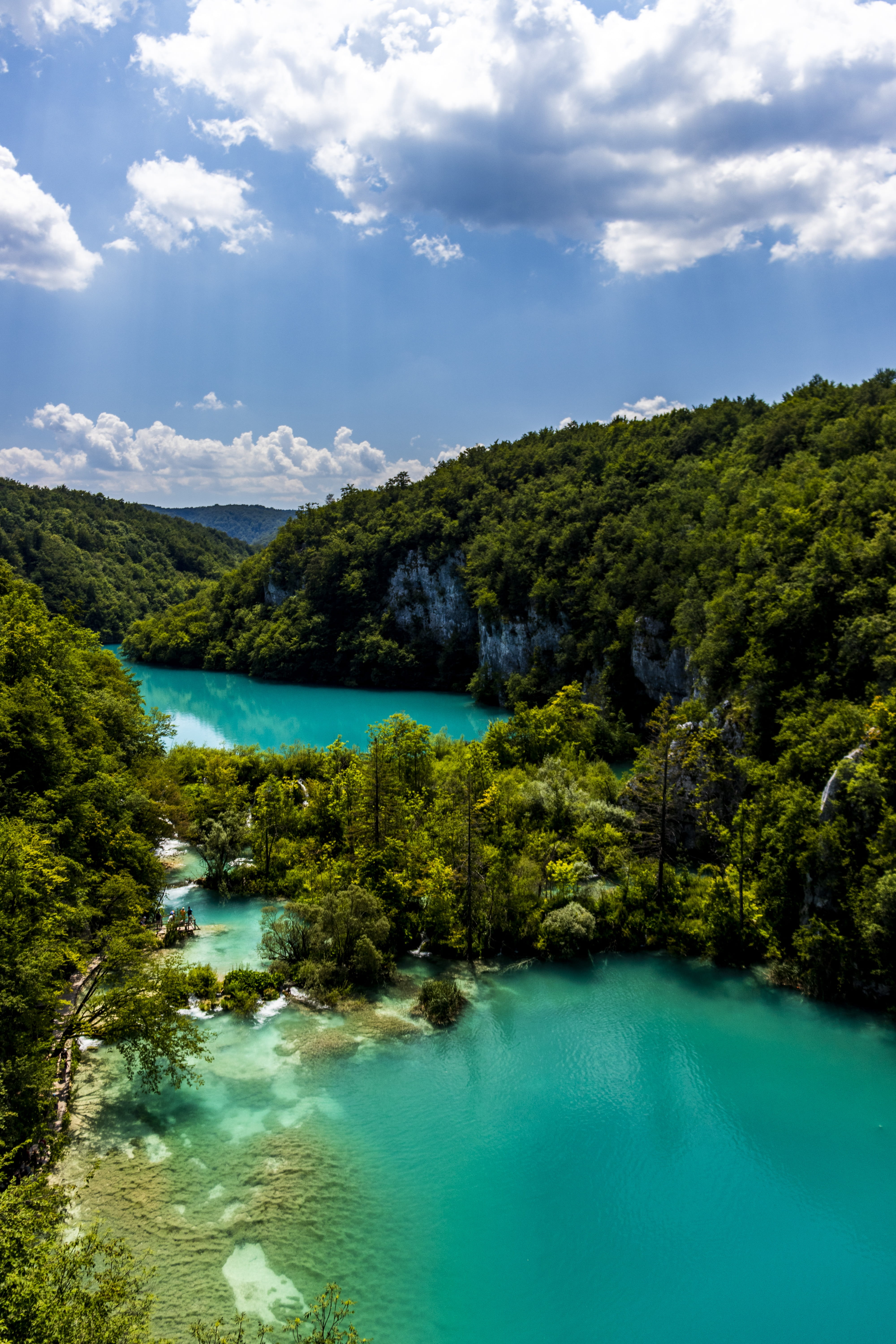 lake, sky, beauty in nature, day, growth, plitvice, idyllic, outdoors, national park, tranquility, 5K, land, tranquil scene, water, cloud - sky, scenics - nature, Phone HD Wallpaper