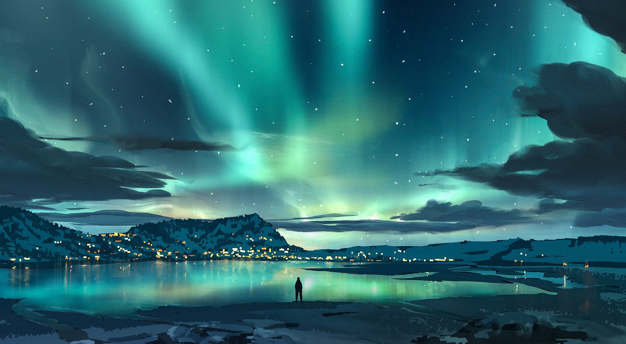 night, 1080P, landscape, sky, lake, Surendra Rajawat, HD Wallpaper