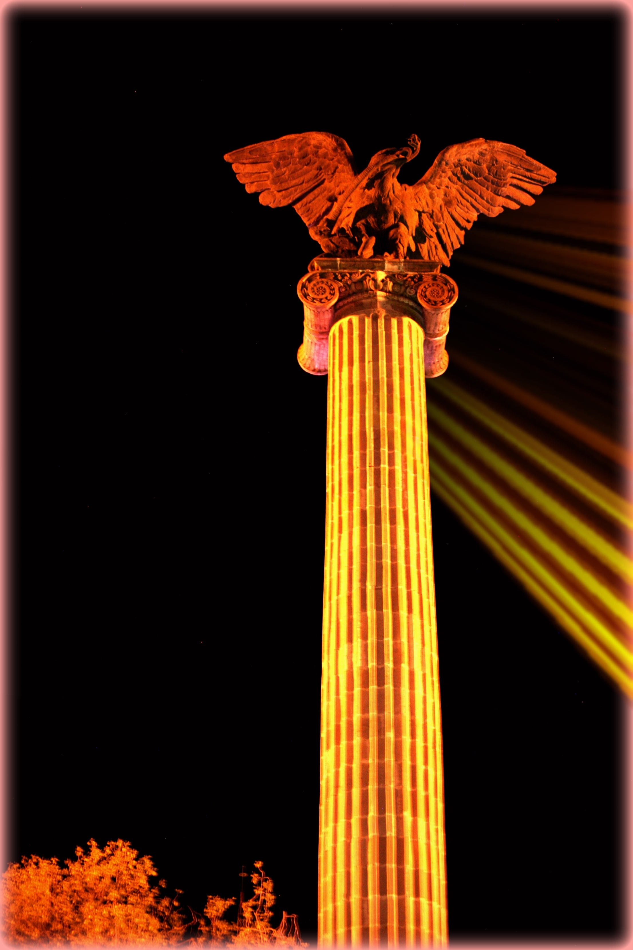 eagle, sky, architectural Column, night, architecture, transfer print, angel, tourism, aguascalientes, sculpture, column, travel destinations, built structure, Phone HD Wallpaper