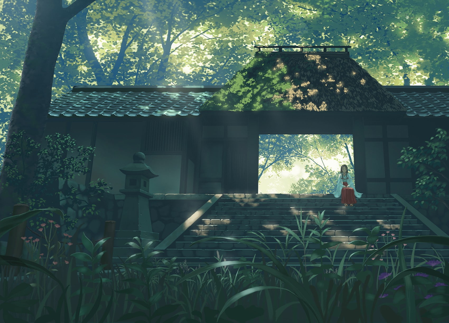 shrine maidens, original characters, 720P, HD Wallpaper