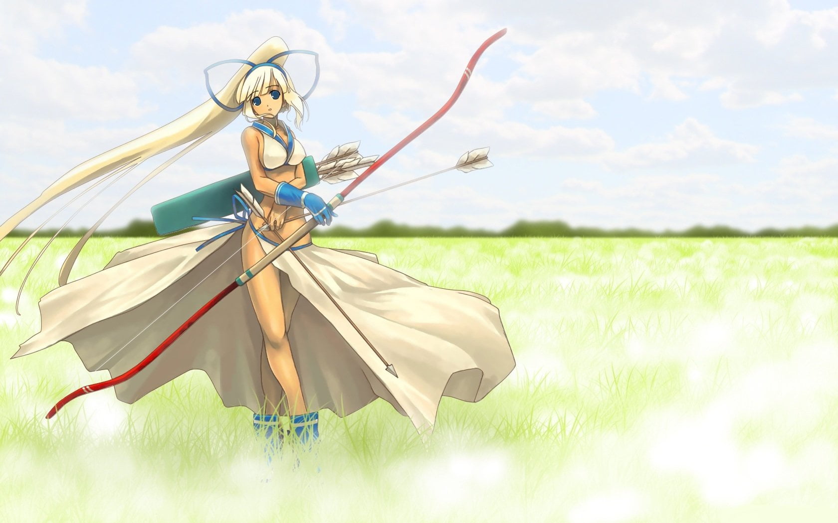 focus on foreground, Video Game, Samurai Shodown, land, 720P, green color, Anime, fashion, growth, textile, plant, outdoors, cloud - sky, landscape, field, HD Wallpaper