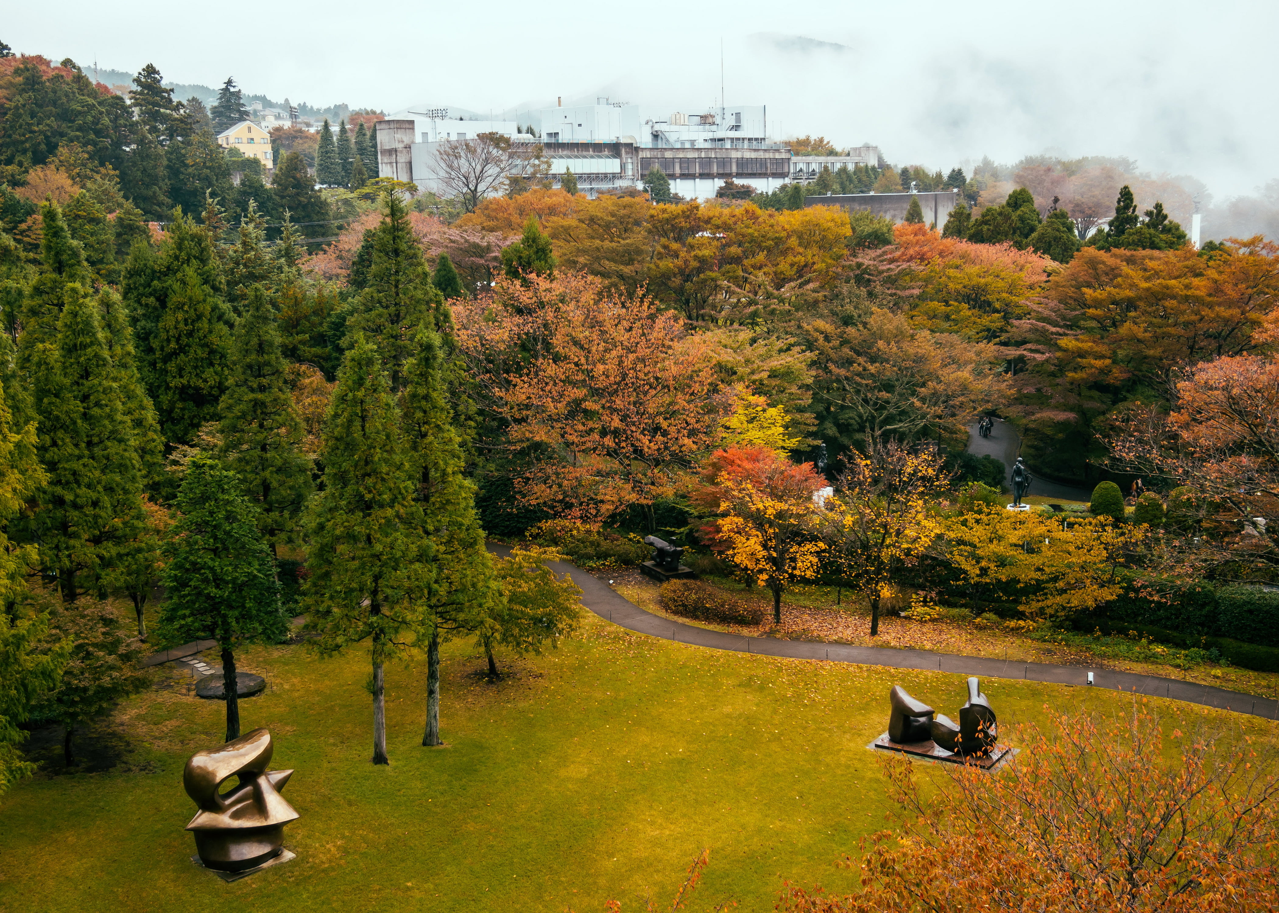 park - man made space, no people, animal, growth, day, yellow, architecture, autumn, nature, green, Japan, Open Air Museum, outdoors, 4K, building exterior, HD Wallpaper
