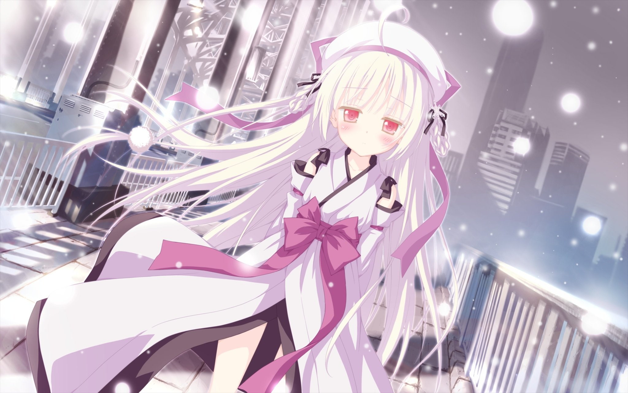 clothes, shida, kazuhiro, hair, snow, favorite, towa, 1080P, shiroki, japanese, long, astralair, game, yuuki, miko, HD Wallpaper