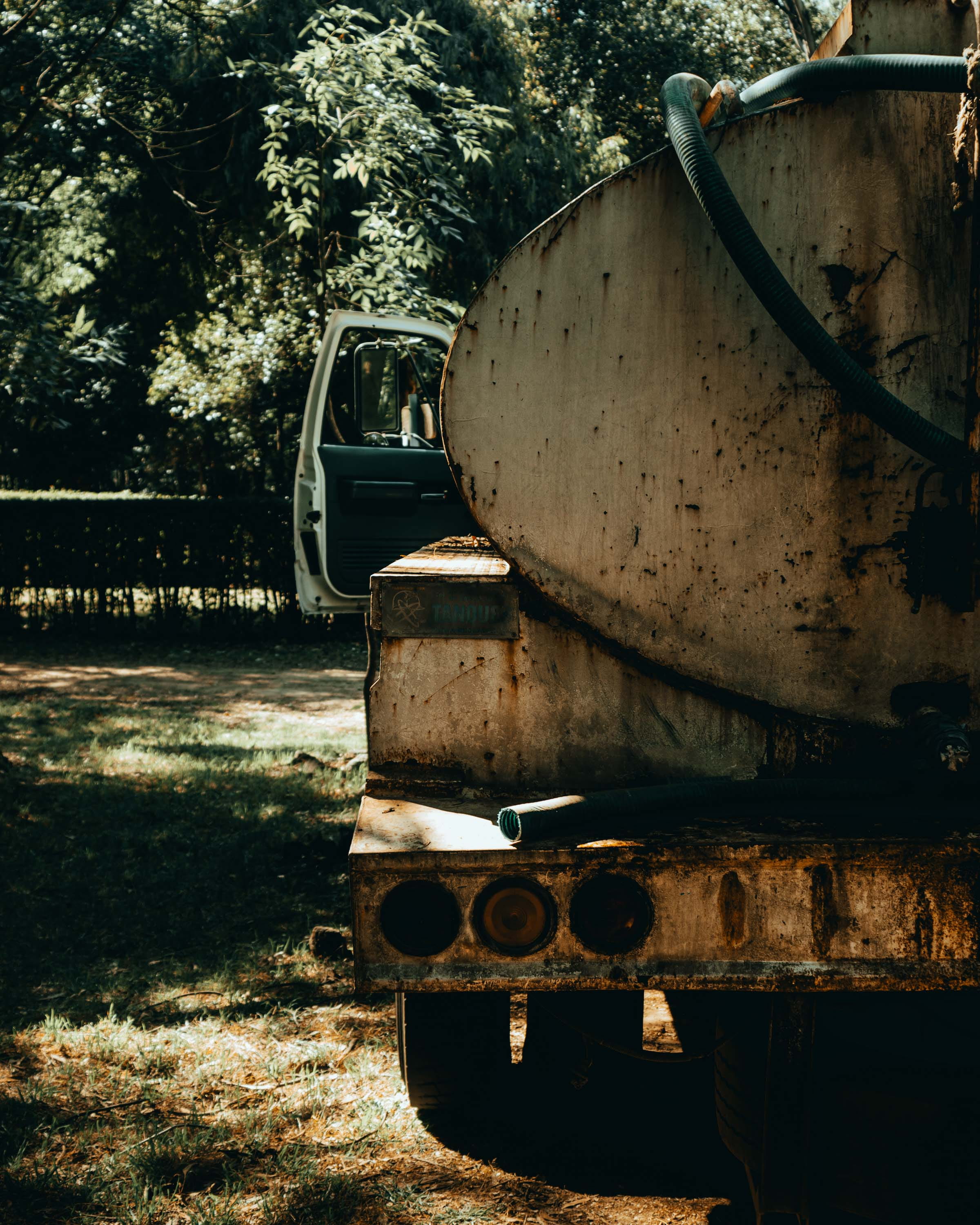 stationary, vehicle, outdoors, abandoned, building, bunker, slate, plant, wood, arecaceae, day, nature, obsolete, transportation, land vehicle, no people, Phone HD Wallpaper