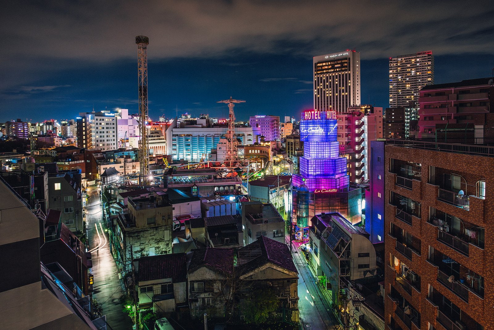 architecture, rivers, tokyo, panorama, japon, tower, night, ray, japan, 720P, bridges, building, light, way, towers, cities, monuments, panoramic, HD Wallpaper