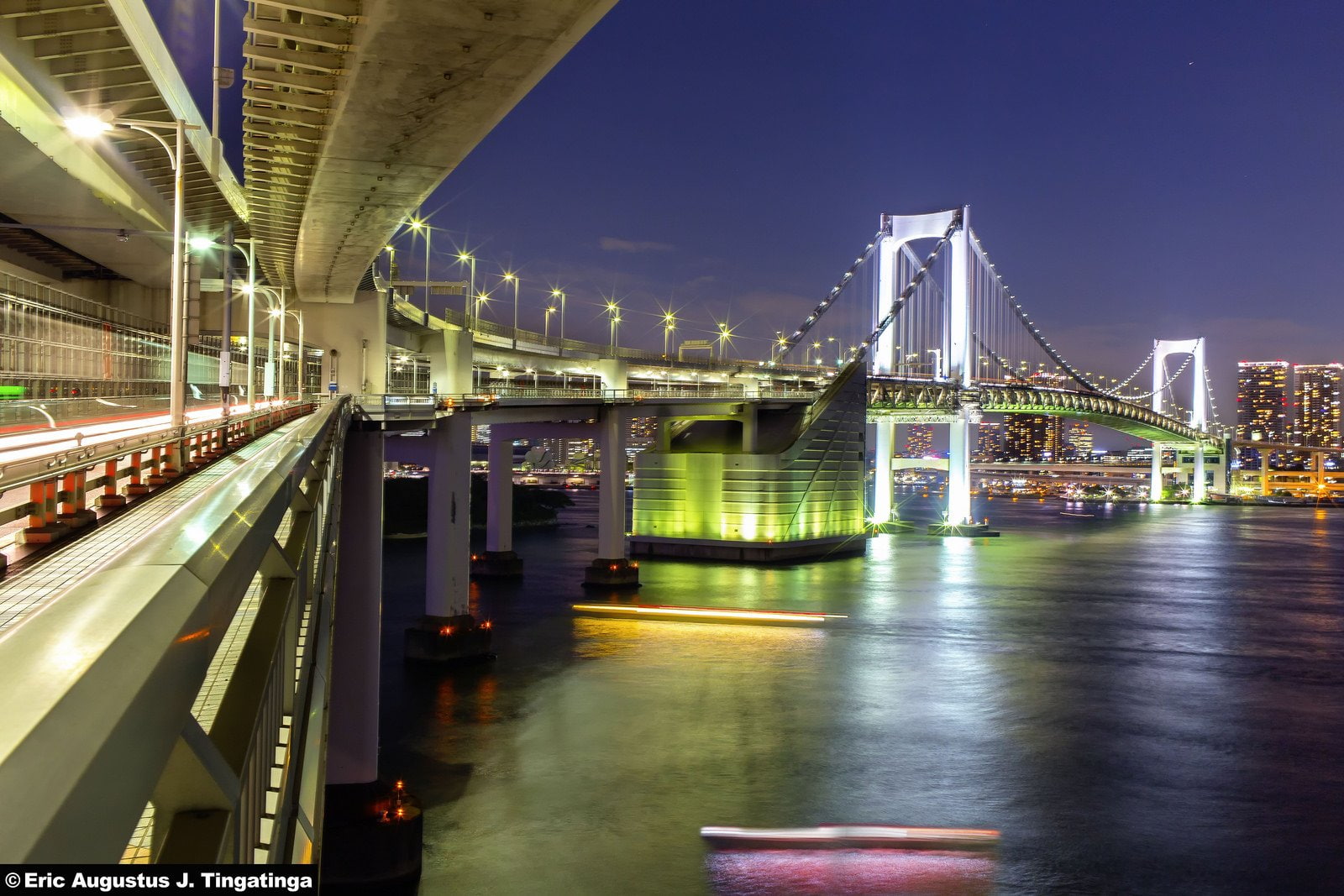 panorama, monuments, japon, ray, way, japan, architecture, cities, night, panoramic, towers, tokyo, rivers, light, 720P, building, bridges, tower, HD Wallpaper