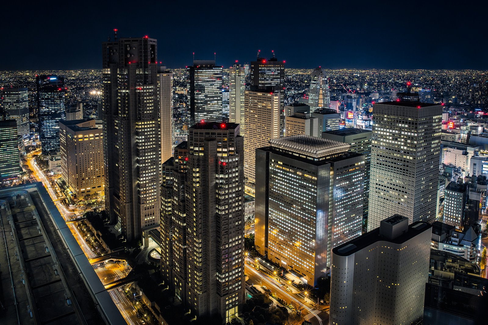 bridges, monuments, ray, cities, light, tower, 720P, building, panorama, japon, rivers, panoramic, way, japan, tokyo, architecture, night, towers, HD Wallpaper