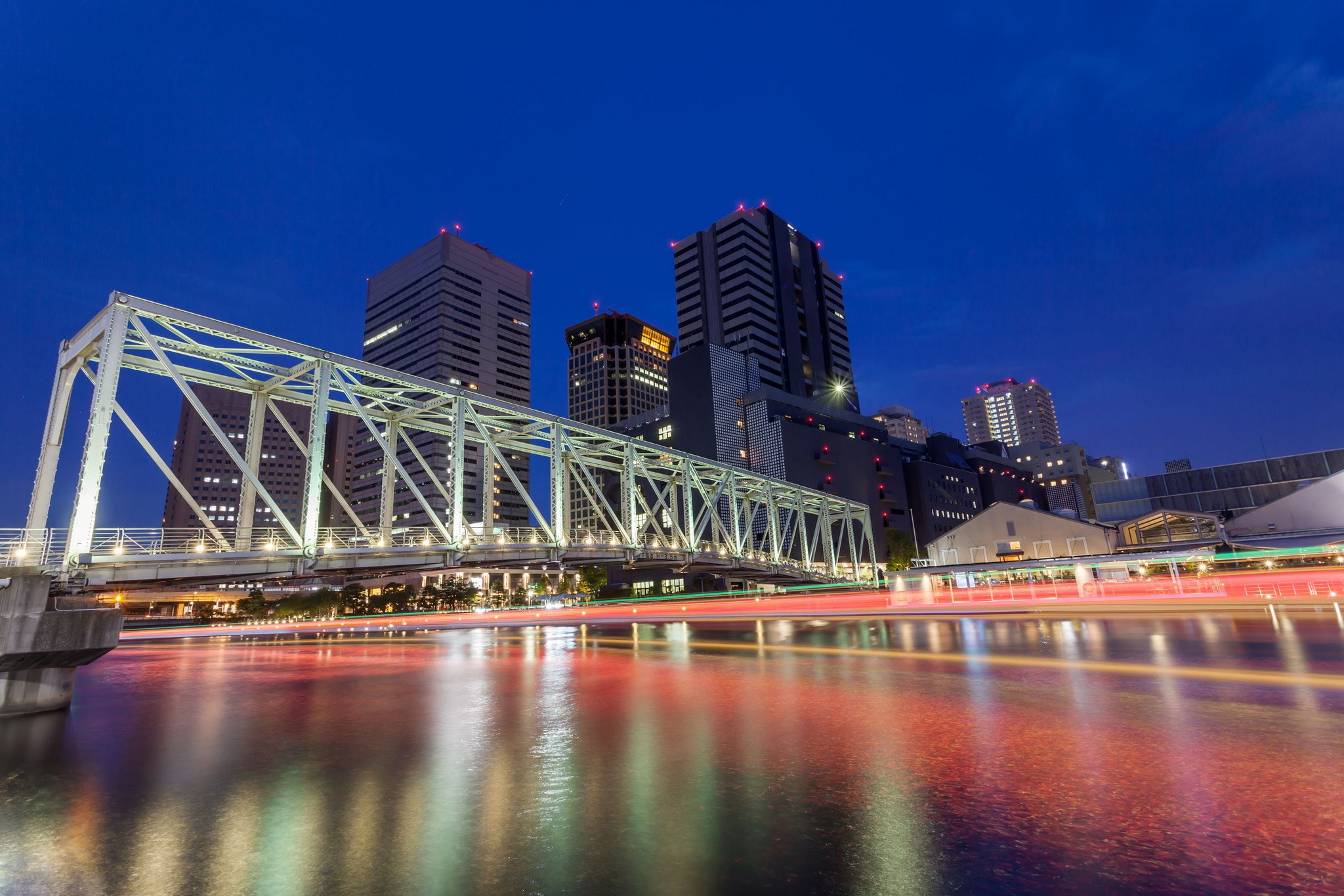 building, monuments, panorama, towers, tower, 1080P, panoramic, night, rivers, bridges, japon, tokyo, light, ray, cities, architecture, japan, way, HD Wallpaper