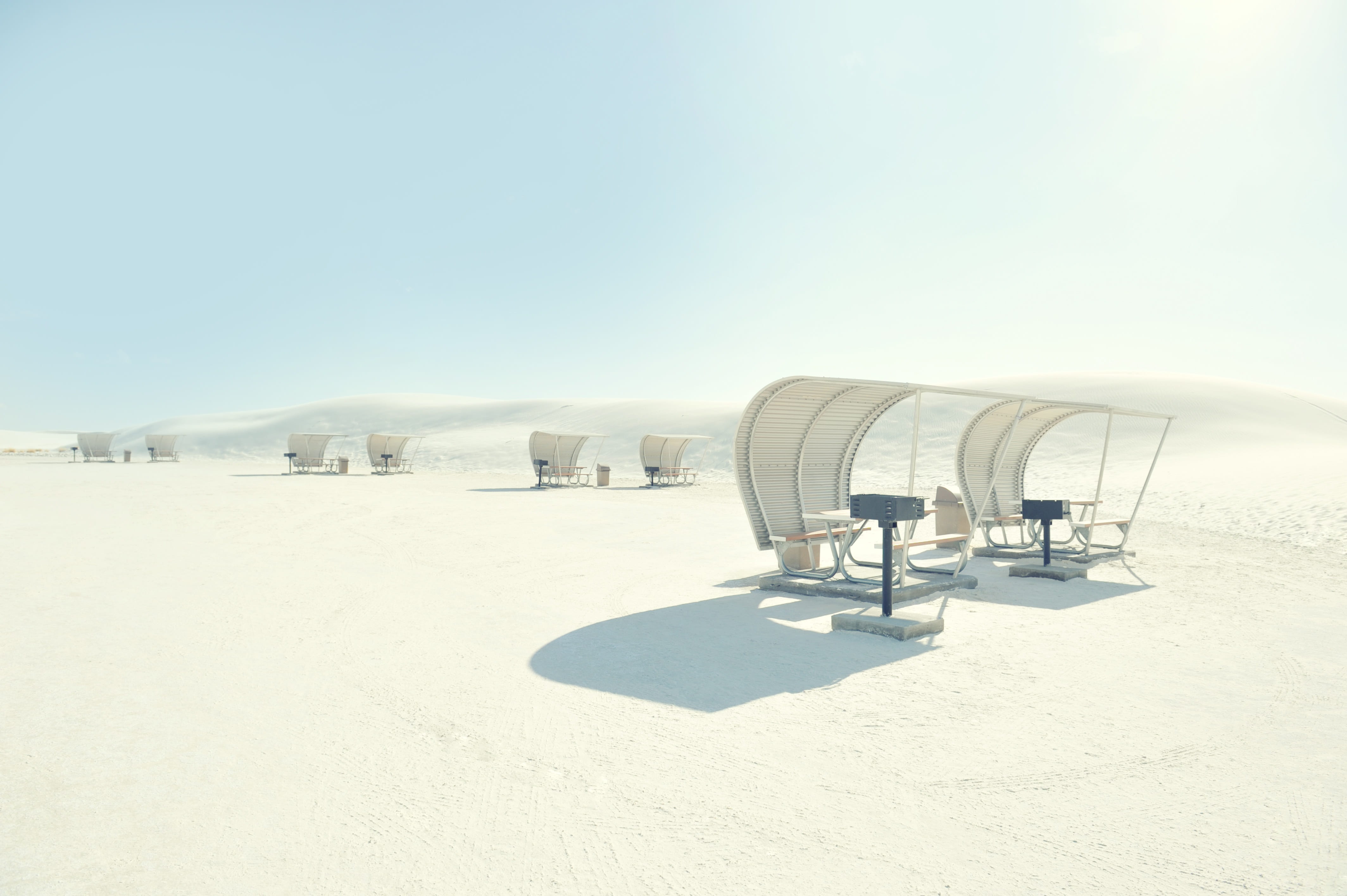 no people, snow, copy space, white, environment, day, sand, sunlight, winter, land, seating, tranquil scene, seat, landscape, outdoors, absence, cabana, HD Wallpaper