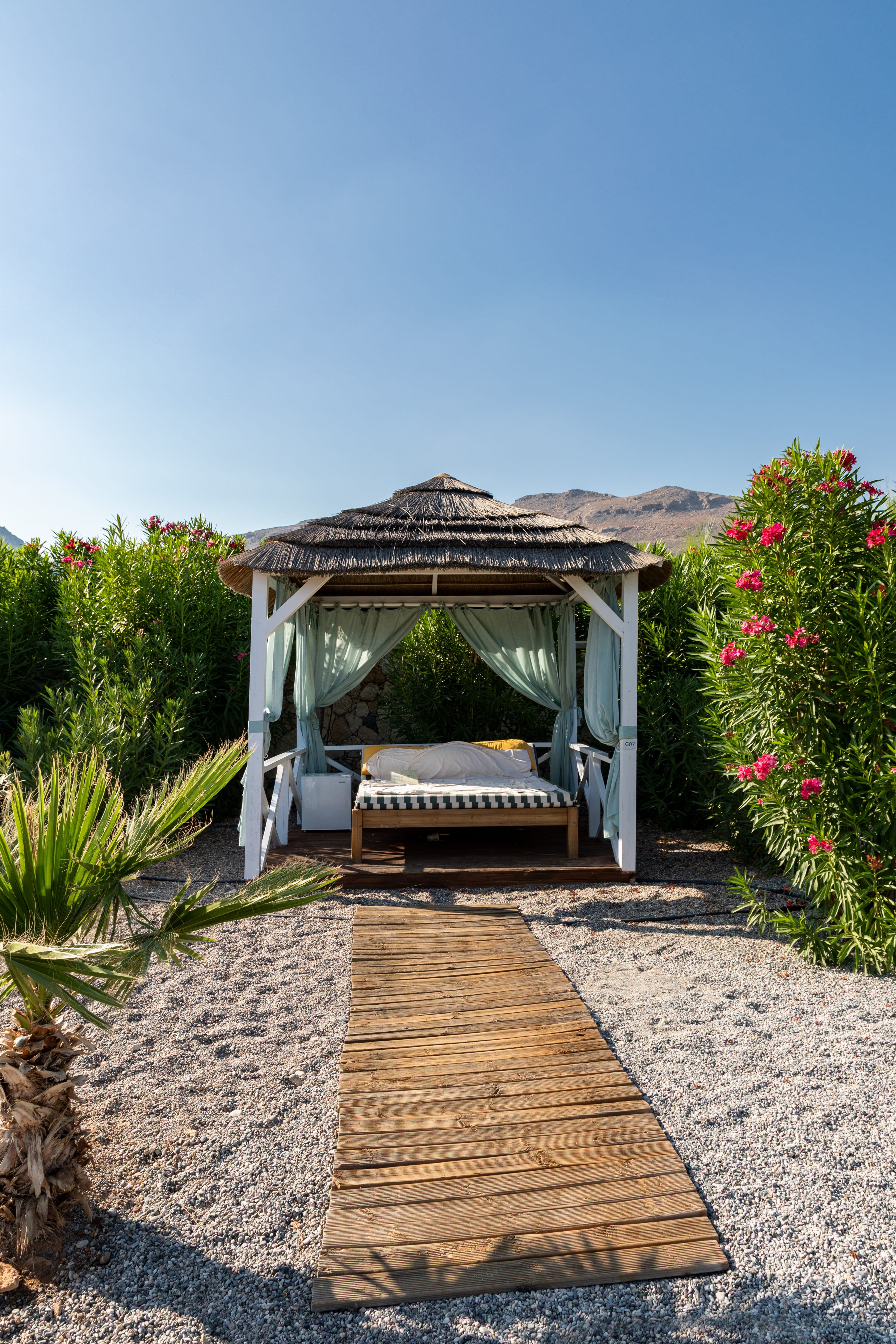 built structure, flower, tree, building, 5K, no people, tropical, architecture, sunlight, cabana, house, water, nature, outdoors, copy space, cottage, Phone HD Wallpaper