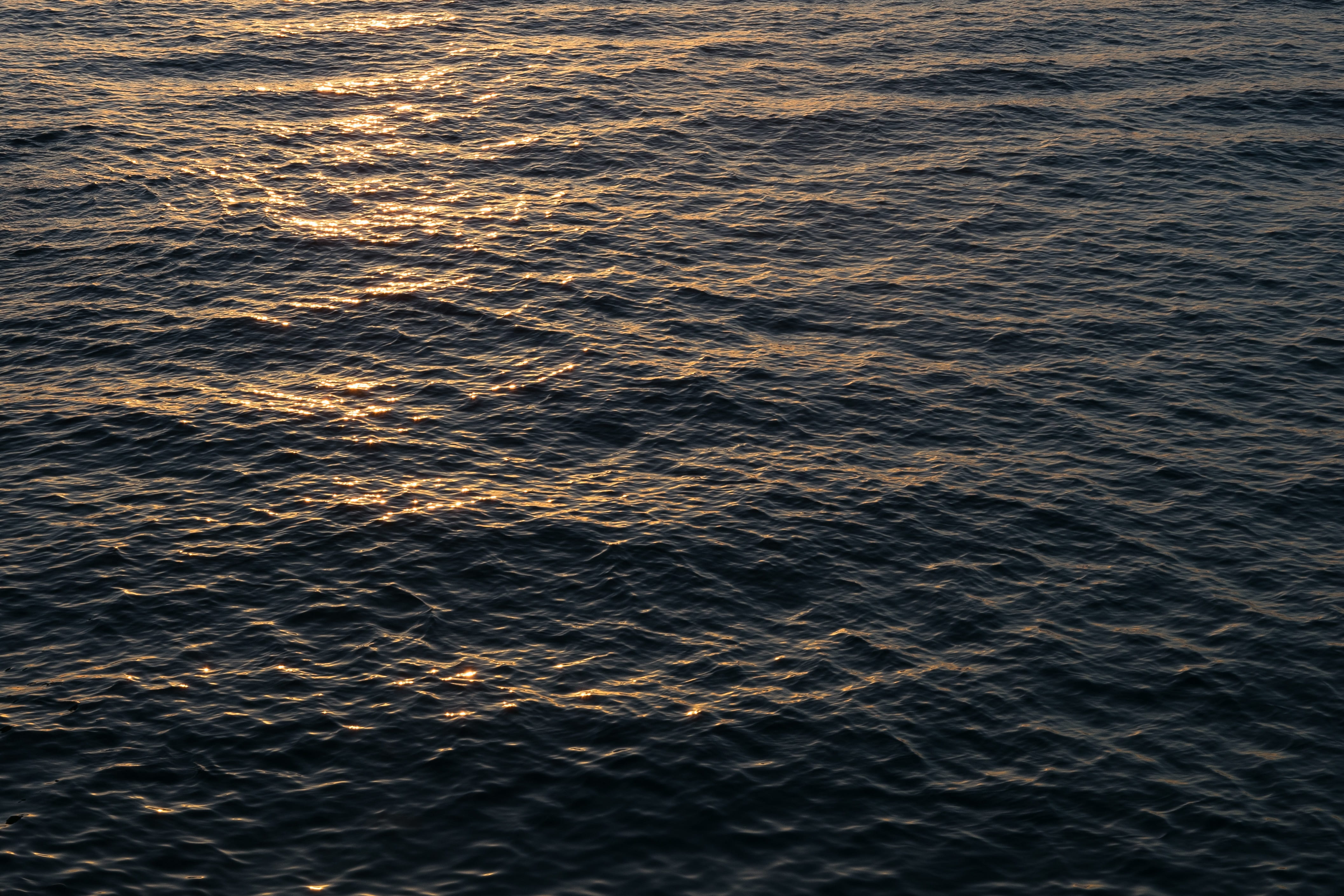 waves, sea, tranquil scene, sunlight, backgrounds, scenics - nature, water, high angle view, wave pattern, waterfront, purity, day, 4K, sunset, beauty in nature, HD Wallpaper