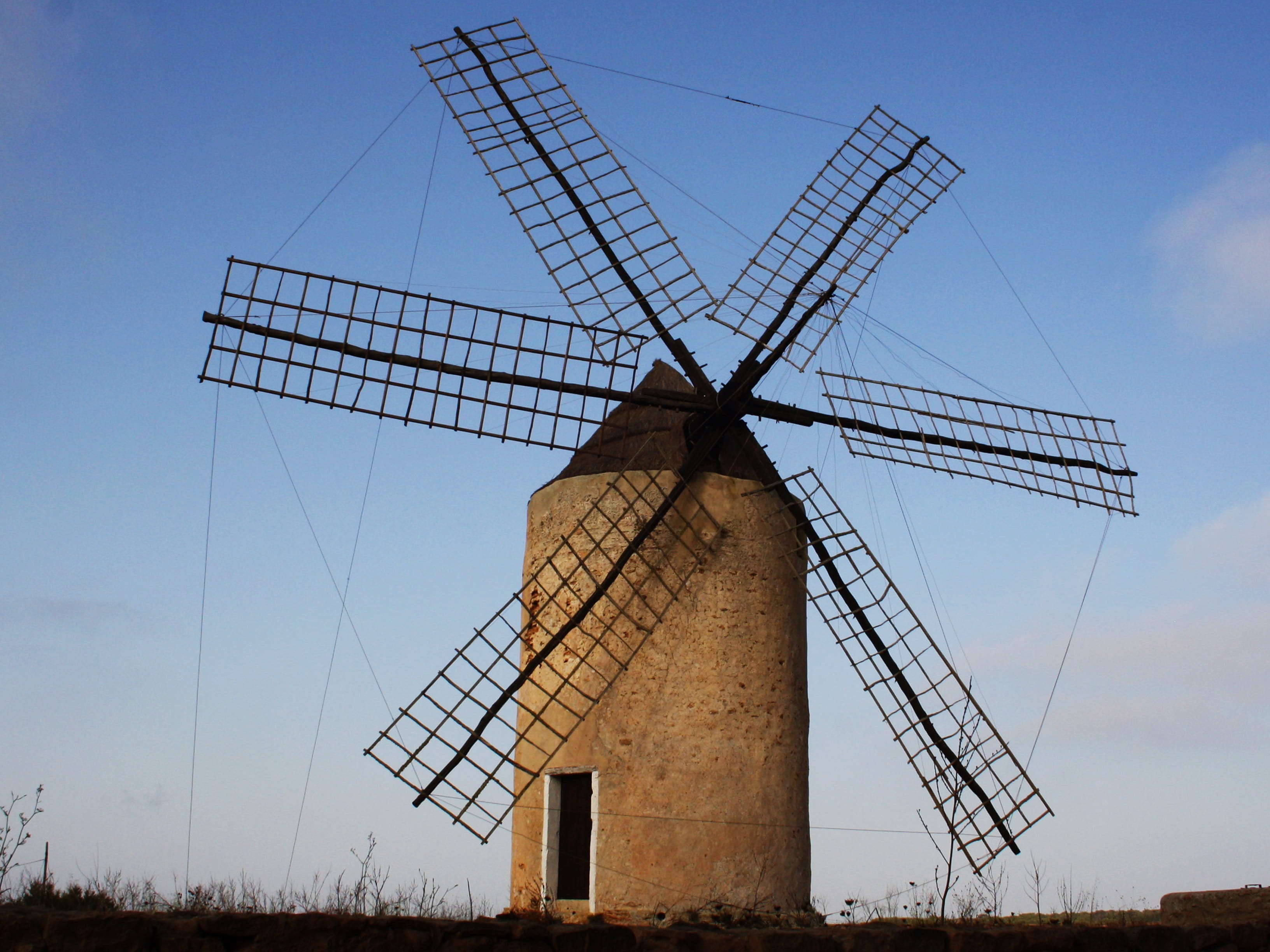 traditional windmill, spain, formentera, history, environmental conservation, field, built structure, sky, environment, architecture, traditions, shoot, HD Wallpaper