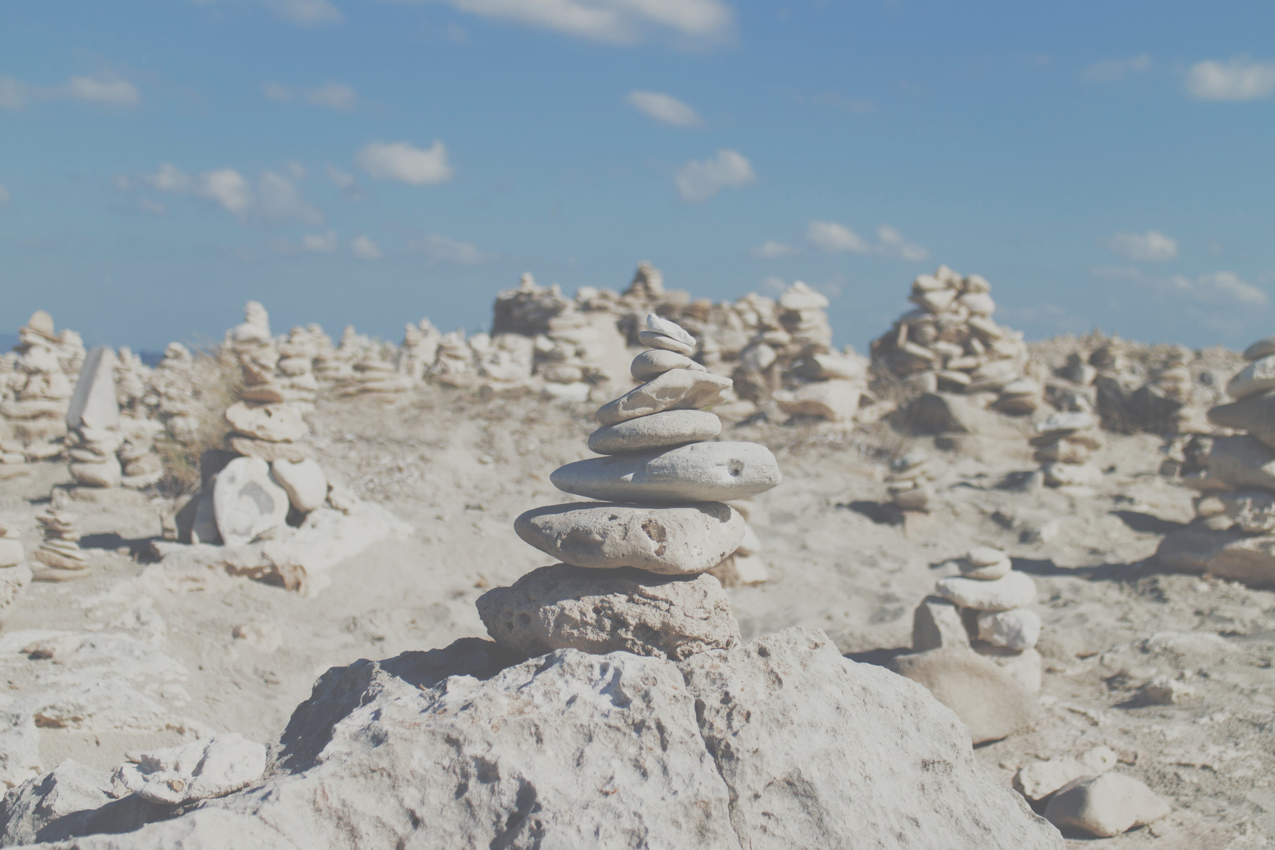 relax, zen, ribbon, large group of objects, beach, formentera, solid, outdoors, creativity, stone, castle, nature, 4K, mediterranean, stack, rock, sunlight, HD Wallpaper
