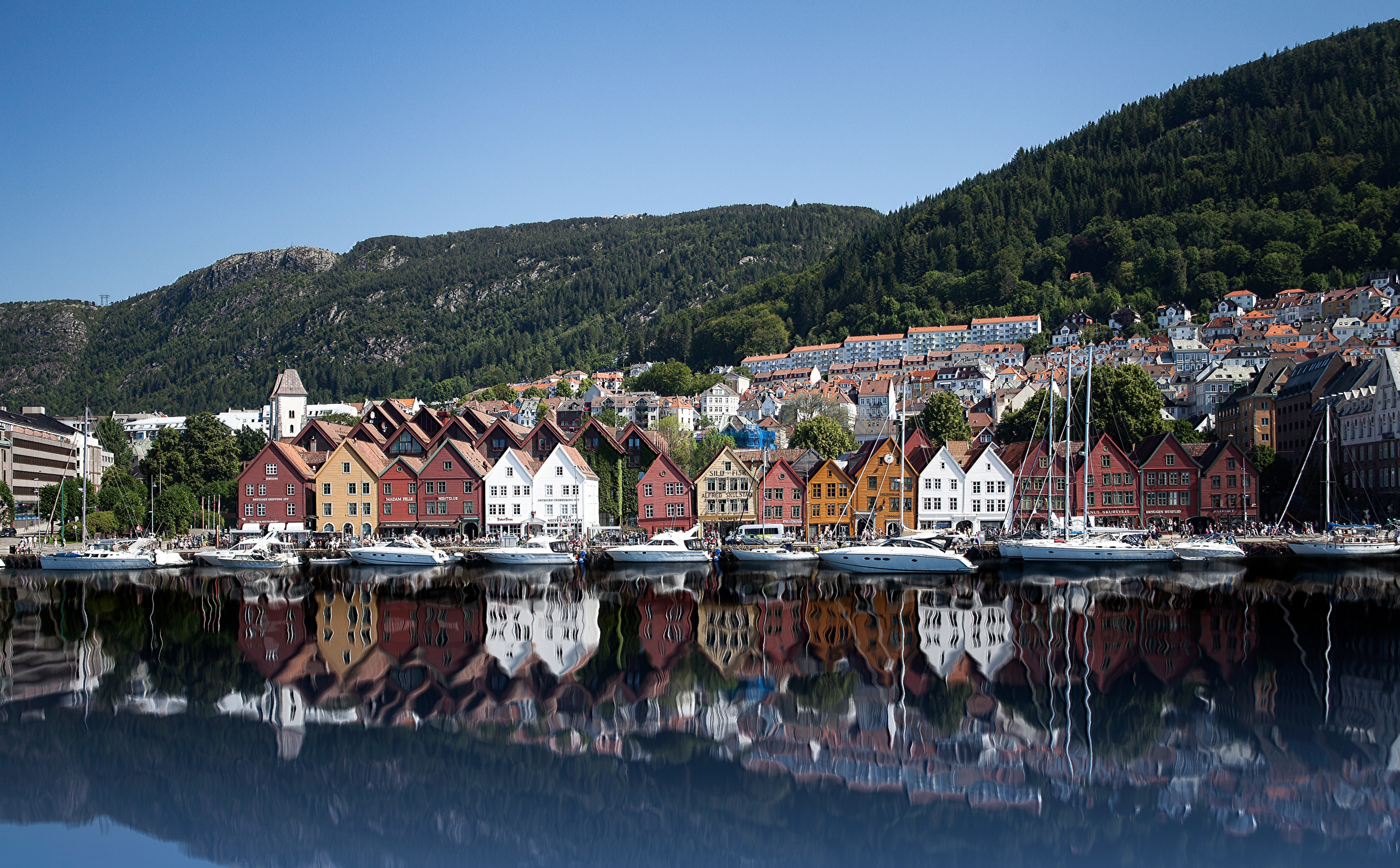 tourism, cityofsevenmountains, Harbour, transportation, Water, built structure, nautical vessel, Europe, wooden, waterfront, Dock, Tyskebryggen, WorldHeritageSites, HD Wallpaper