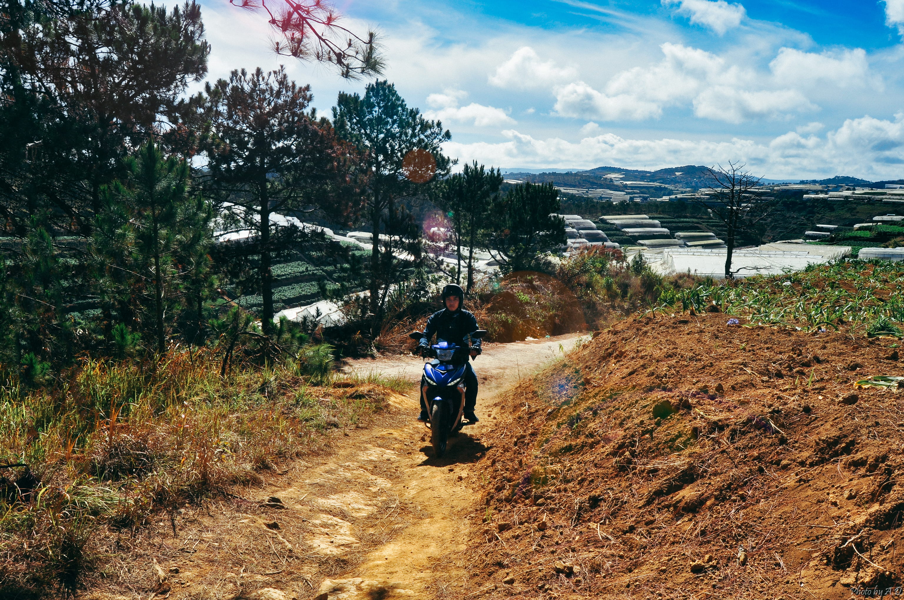 real people, travel, land, day, lifestyle, blue, cloud, street, sport, tranquility, non-urban scene, beauty in nature, nature, dalat, plant, standing, one person, HD Wallpaper