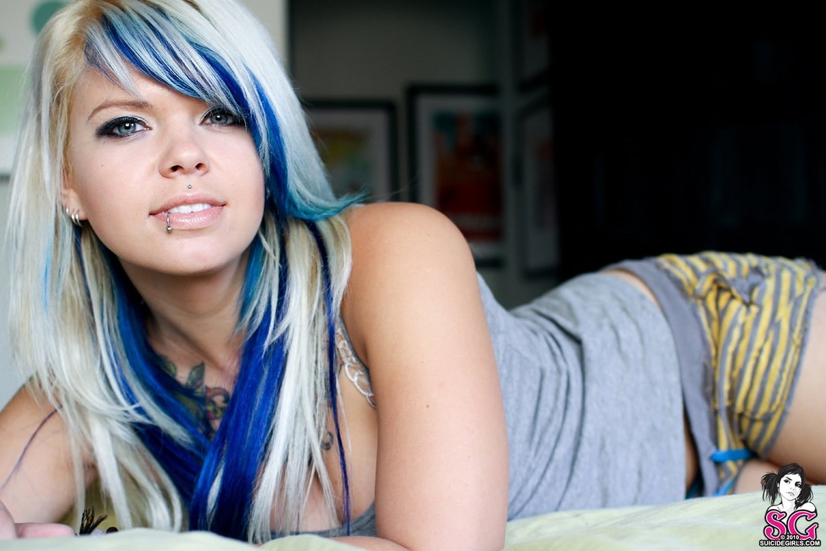 Blue hair, eyes, tsunekun, hd, x, two, hot, blue, red, art, girls, hair, anime, 480P, blondes, HD Wallpaper