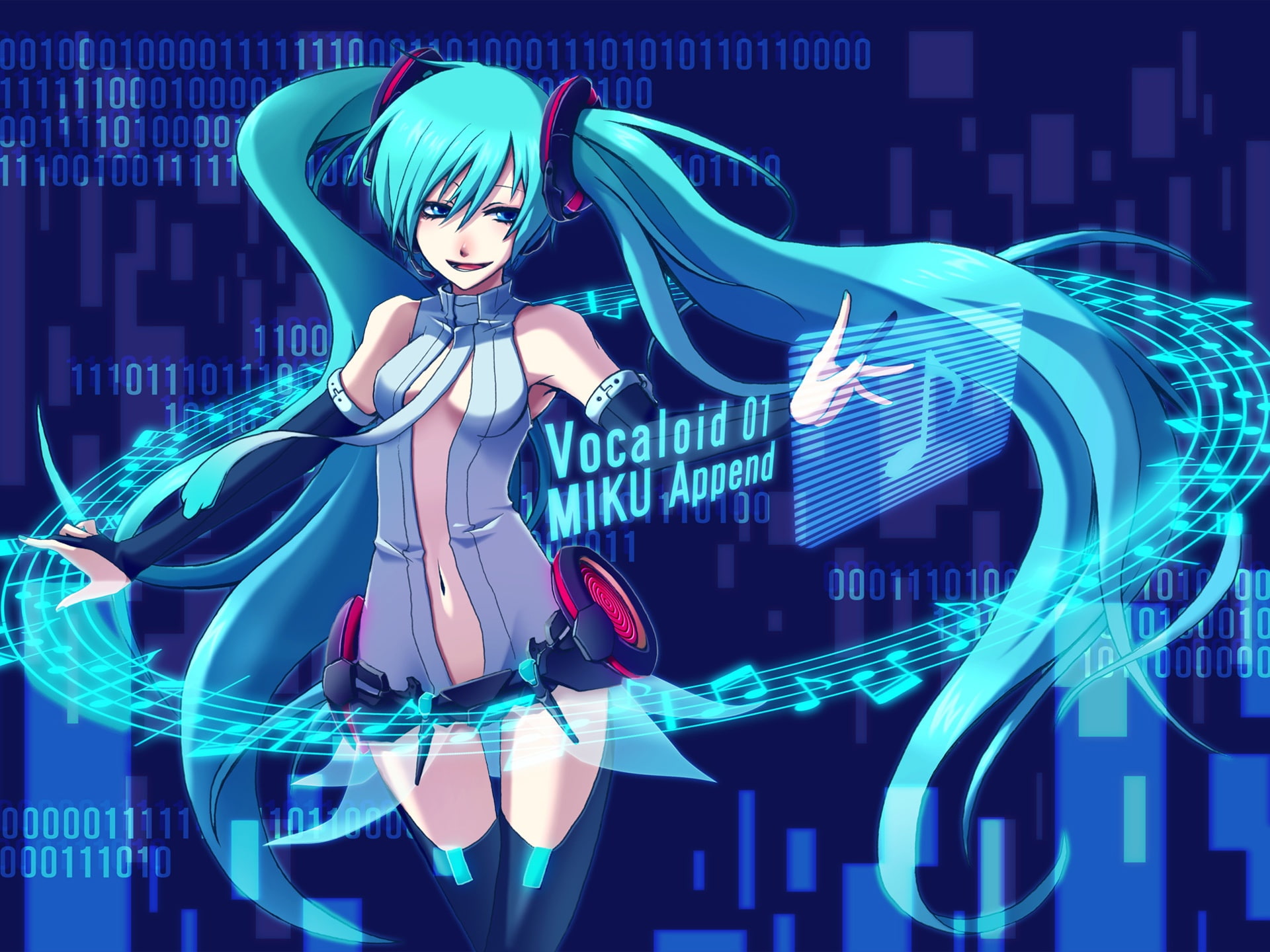 1080P, Hatsune, Blue, Girl, append, character, vocaloid, Miku, Music, Hair, Anime, HD Wallpaper