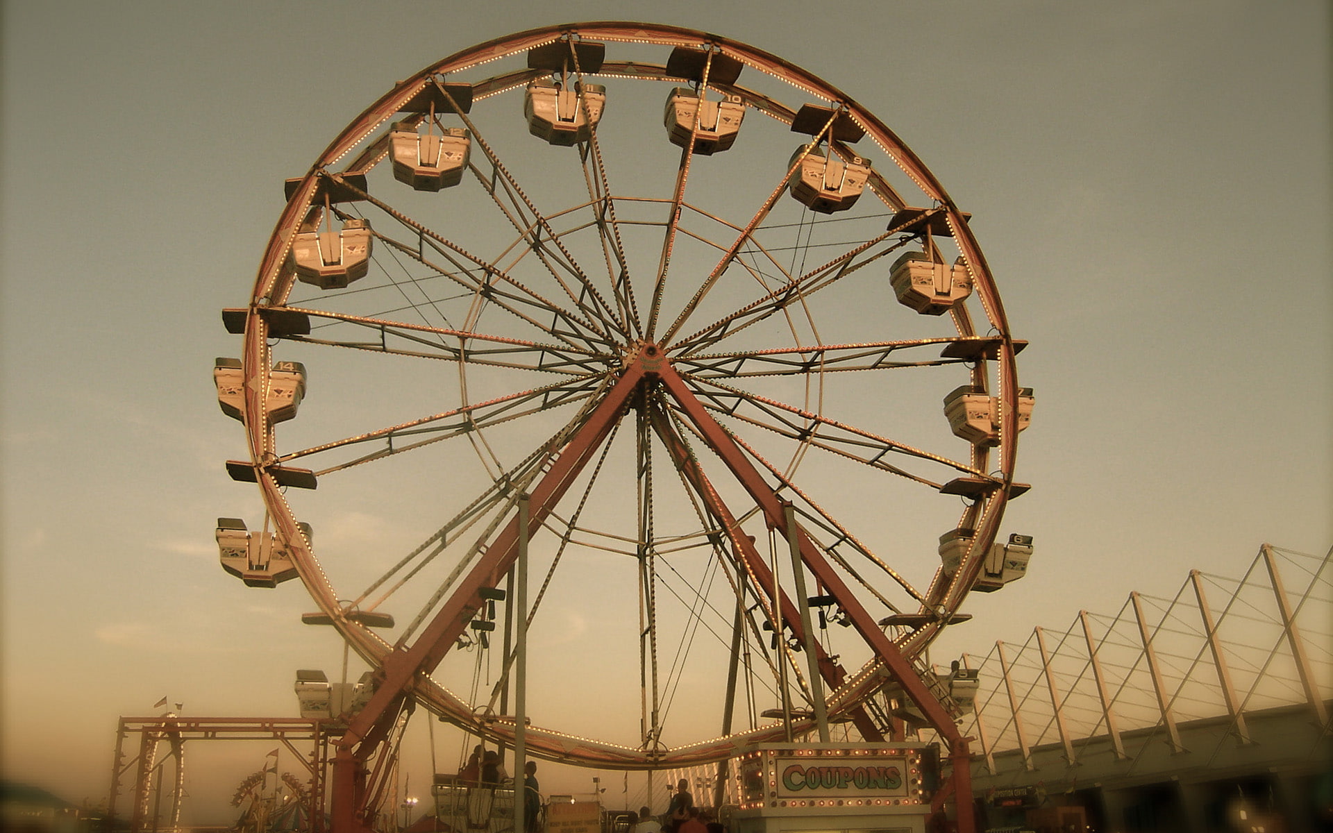 county, dusk, 1080P, oklahoma, ferriswheel, brown, fair, beige, photography, countyfair, HD Wallpaper