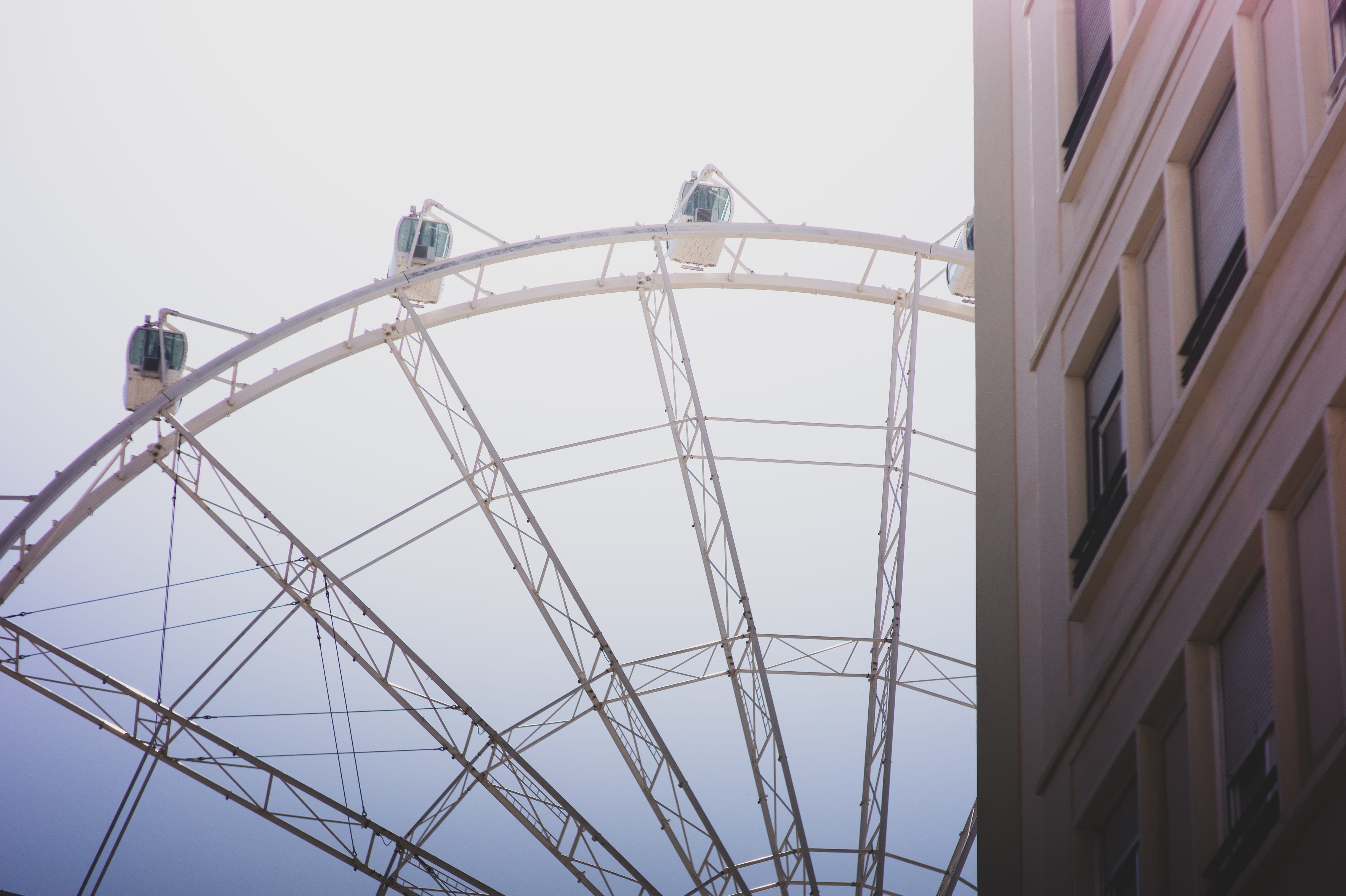 connection, metal, built structure, sun, clear sky, arts culture and entertainment, low angle view, network, amusement park ride, no people, day, skylight, HD Wallpaper