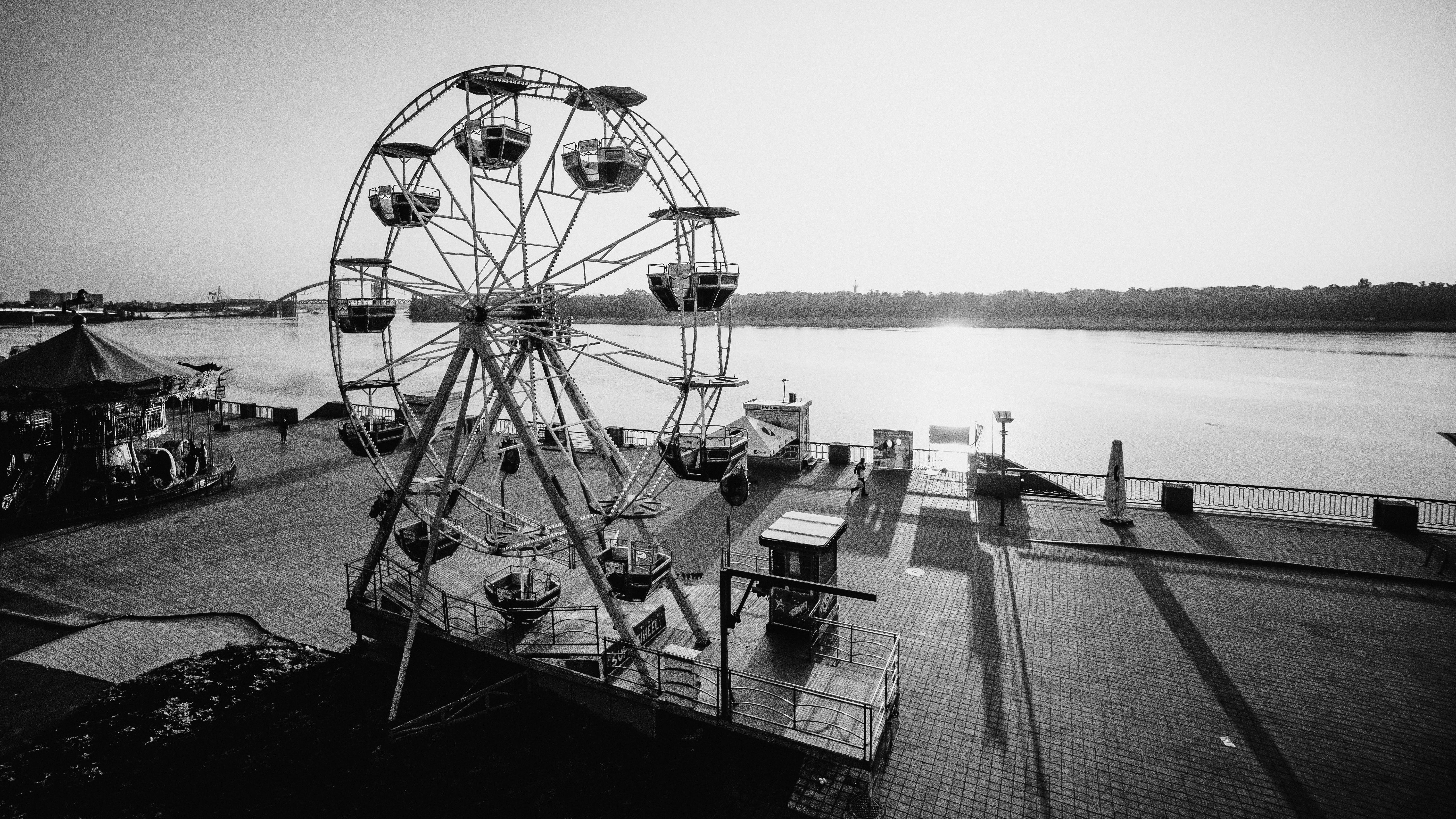pier, clear sky, moored, ukraine, noperson, mode of transportation, travel, port, no people, ship, nautical vessel, bay, bridge, ferriswheel, reflection, HD Wallpaper