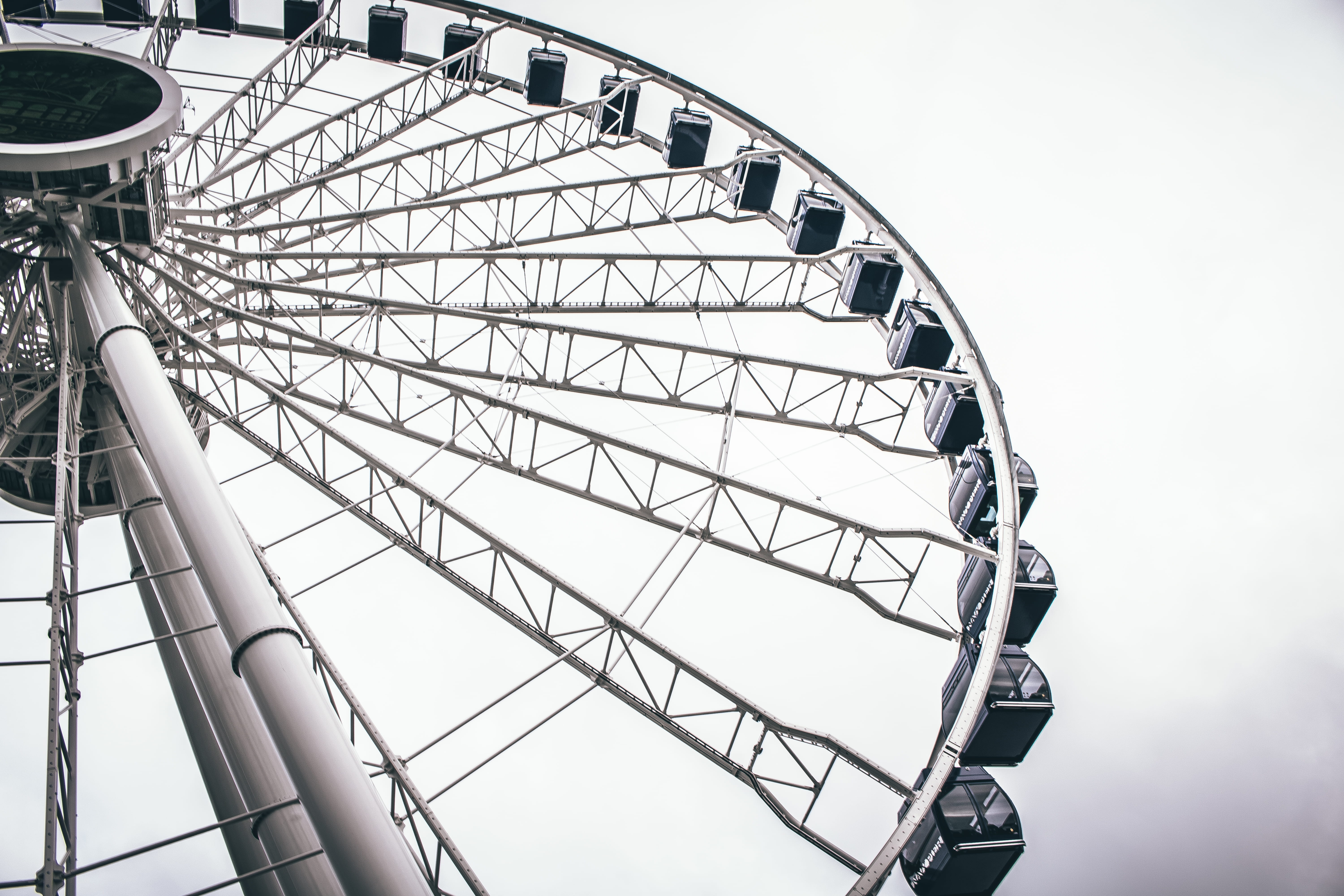 bleached, arts culture and entertainment, photography, structure, car, daytime, carnival ride, s, metal, clear sky, amusement park ride, fun, no people, HD Wallpaper