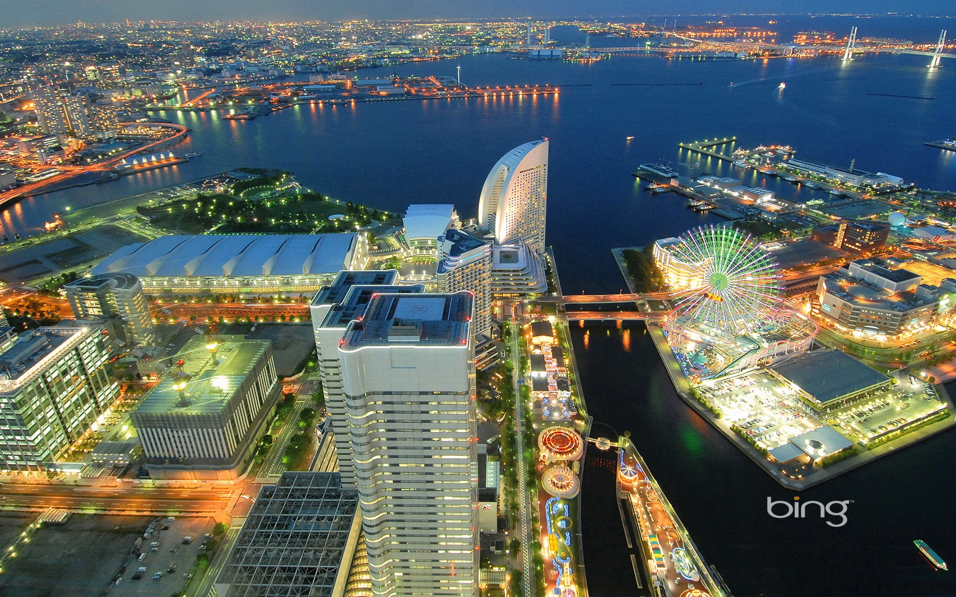 sea, Yokohama, high, 1080P, beside, aerial, Port, photography, building, rise, HD Wallpaper