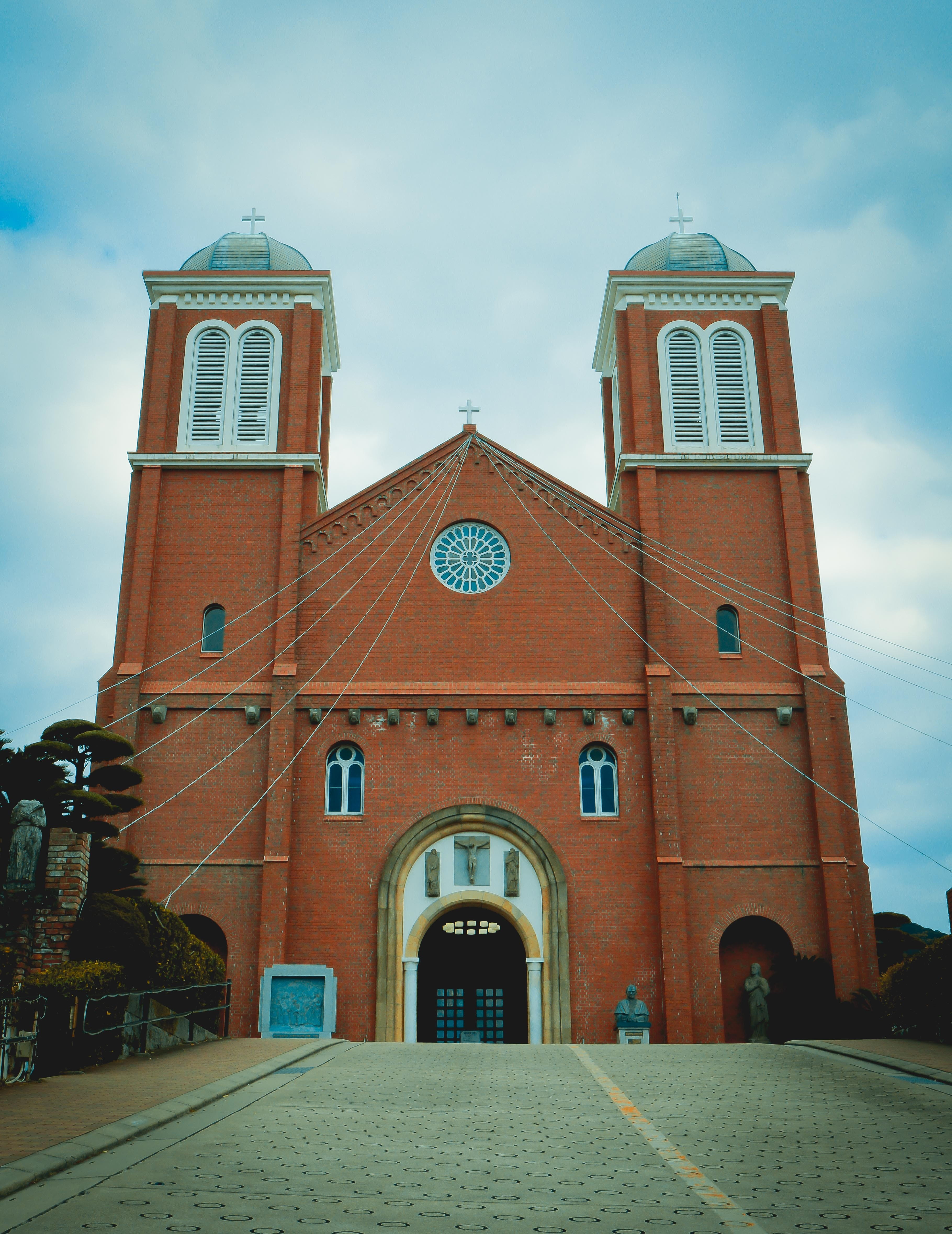 4K, day, nagasaki, religion, urakami cathedral, architecture, outdoors, cathedral, window, building, no people, sky, nature, belief, city, church japan, Phone HD Wallpaper