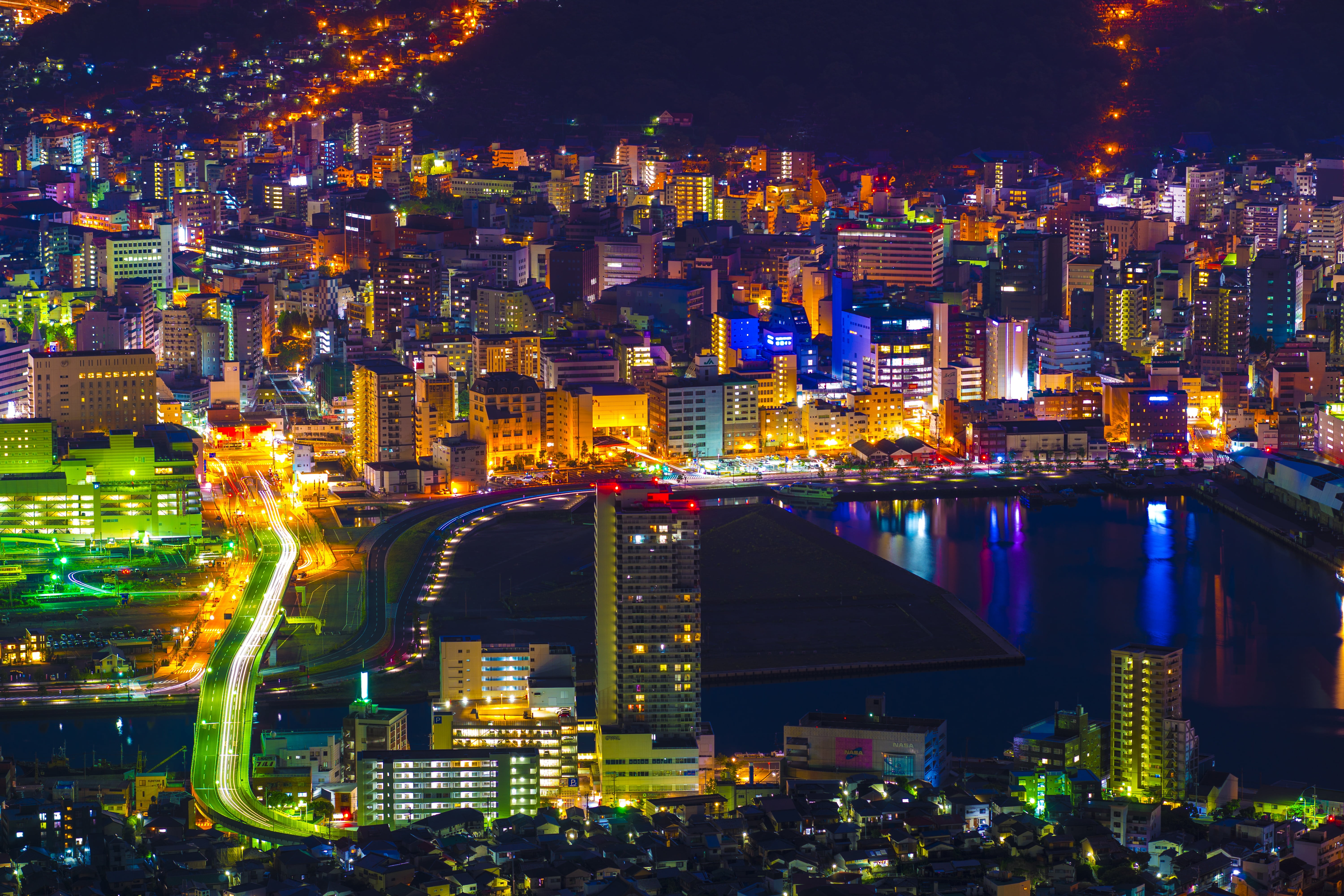 office, cityscape, street, tall - high, building exterior, night view, aerial view, city, office building exterior, travel destinations, the worlds three major night view, HD Wallpaper