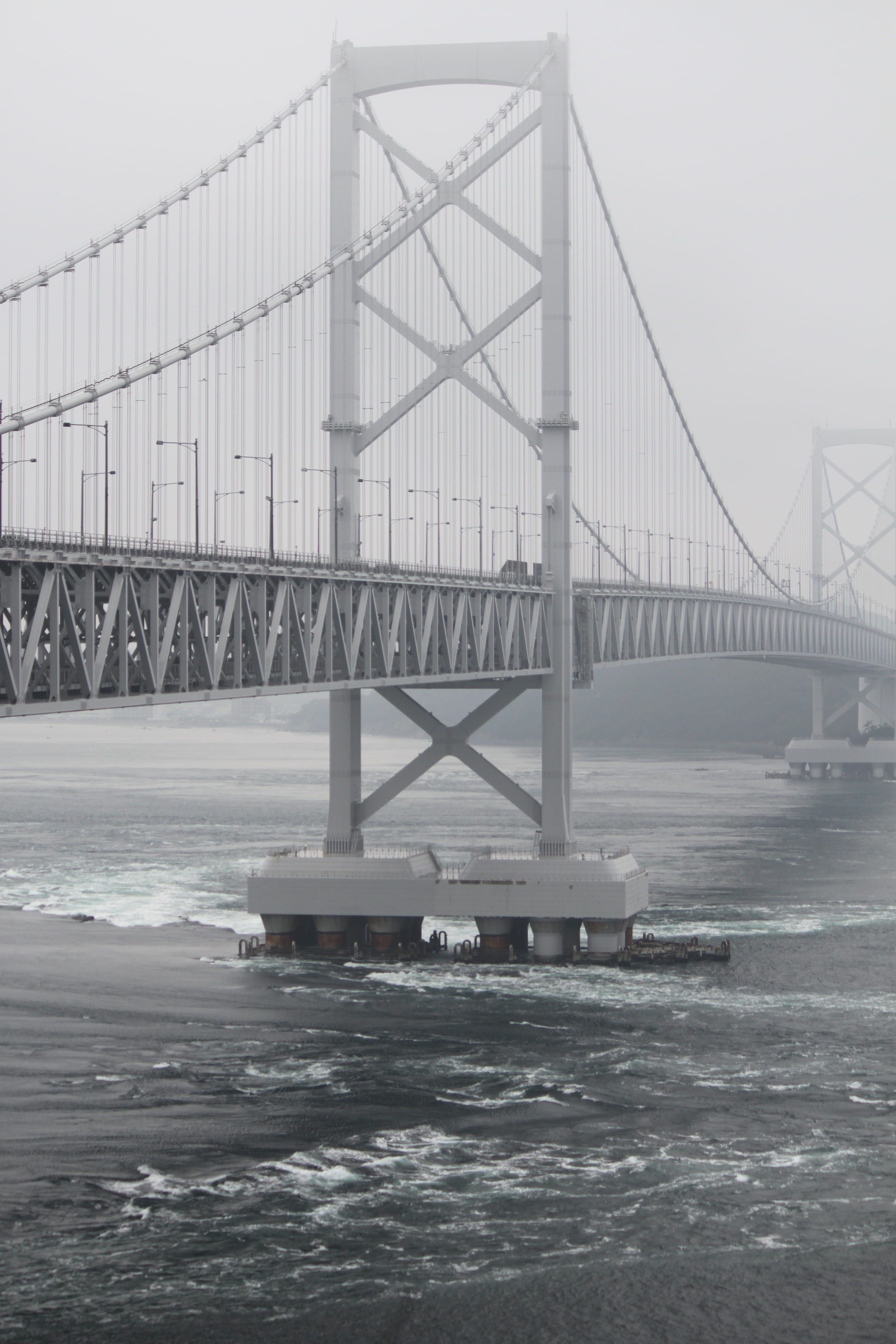 hyogo prefecture, tokushima, built structure, suspension bridge, naruto, waterfront, architecture, water, nature, 4K, day, bridge, Naruto Strait, sky, Phone HD Wallpaper